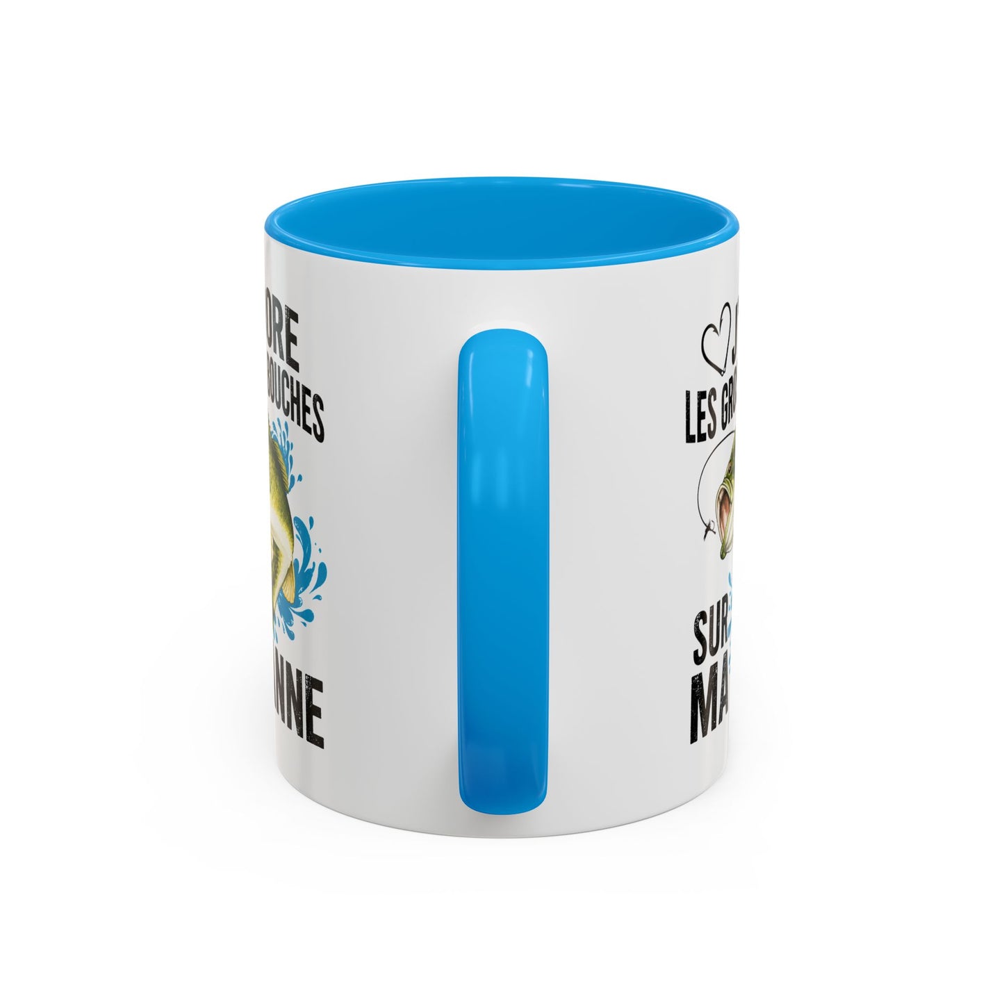 Mug Pêche Grosses Bouches – Tasse Humoristique Poisson – Cadeau Homme Pêcheur Passionné – 325 ml Noir Bleu Rouge