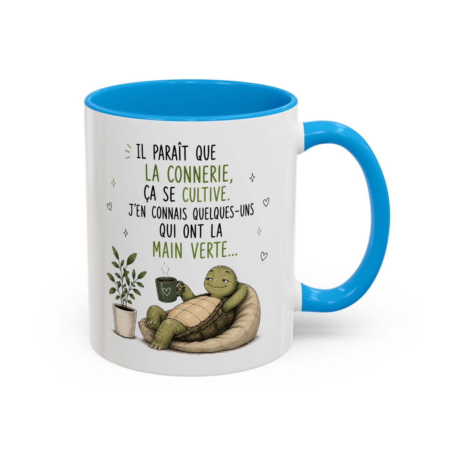 Tasse Tortue Drôle Homme et Femme – Mug Humour Jardinage Plantes Main Verte – Cadeau Original Amusant 325 ml