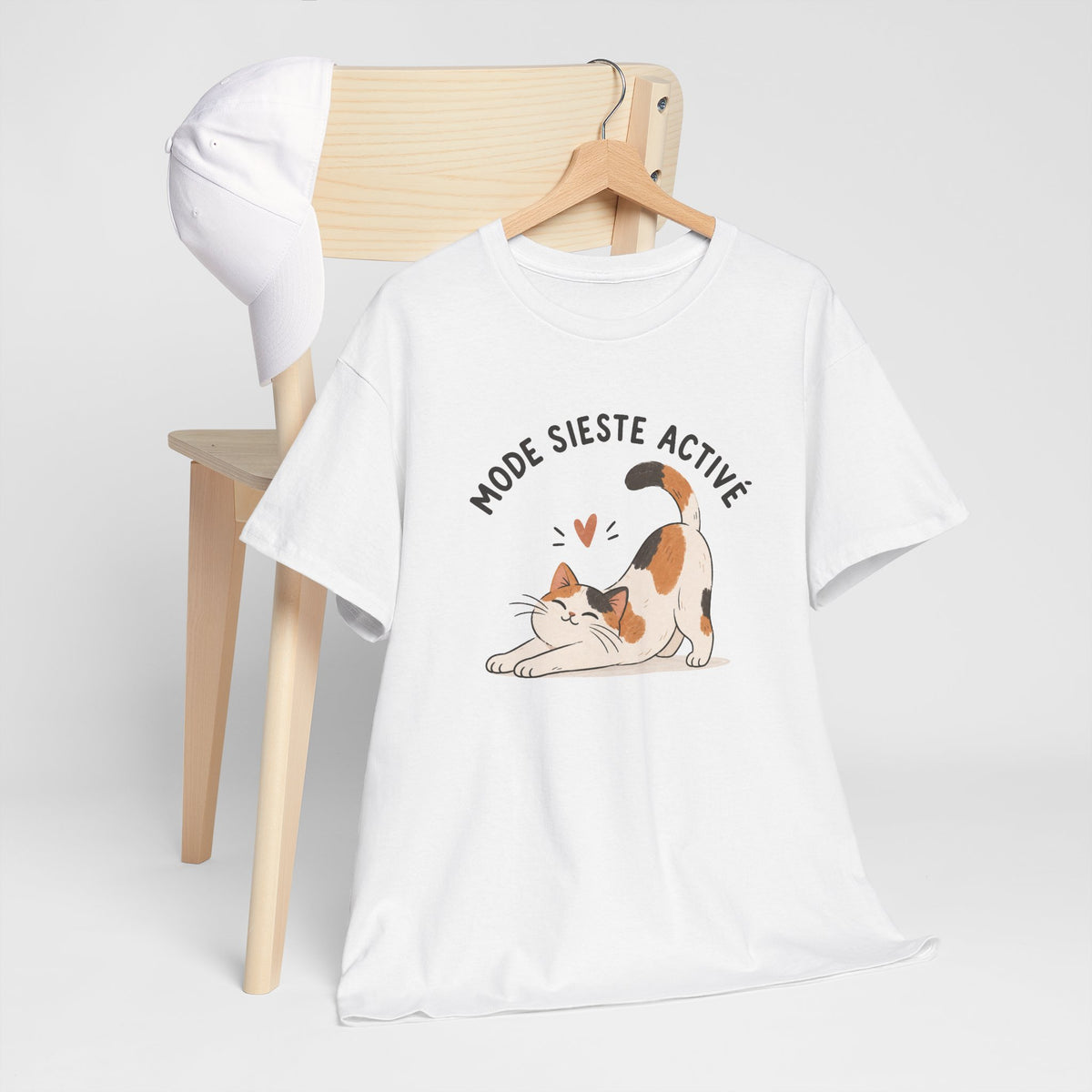 Tee Shirt Chat Homme Femme – Mode Sieste Activé – T-Shirt Humour Chat Amoureux des Chats Cadeau Original