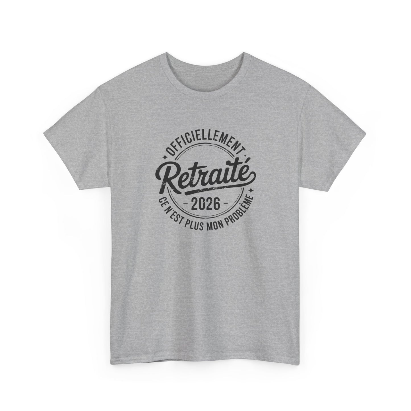 T-Shirt Retraite 2026 Homme – Cadeau Retraité Humour – Tee Shirt Officiellement Retraité Noir Blanc Gris
