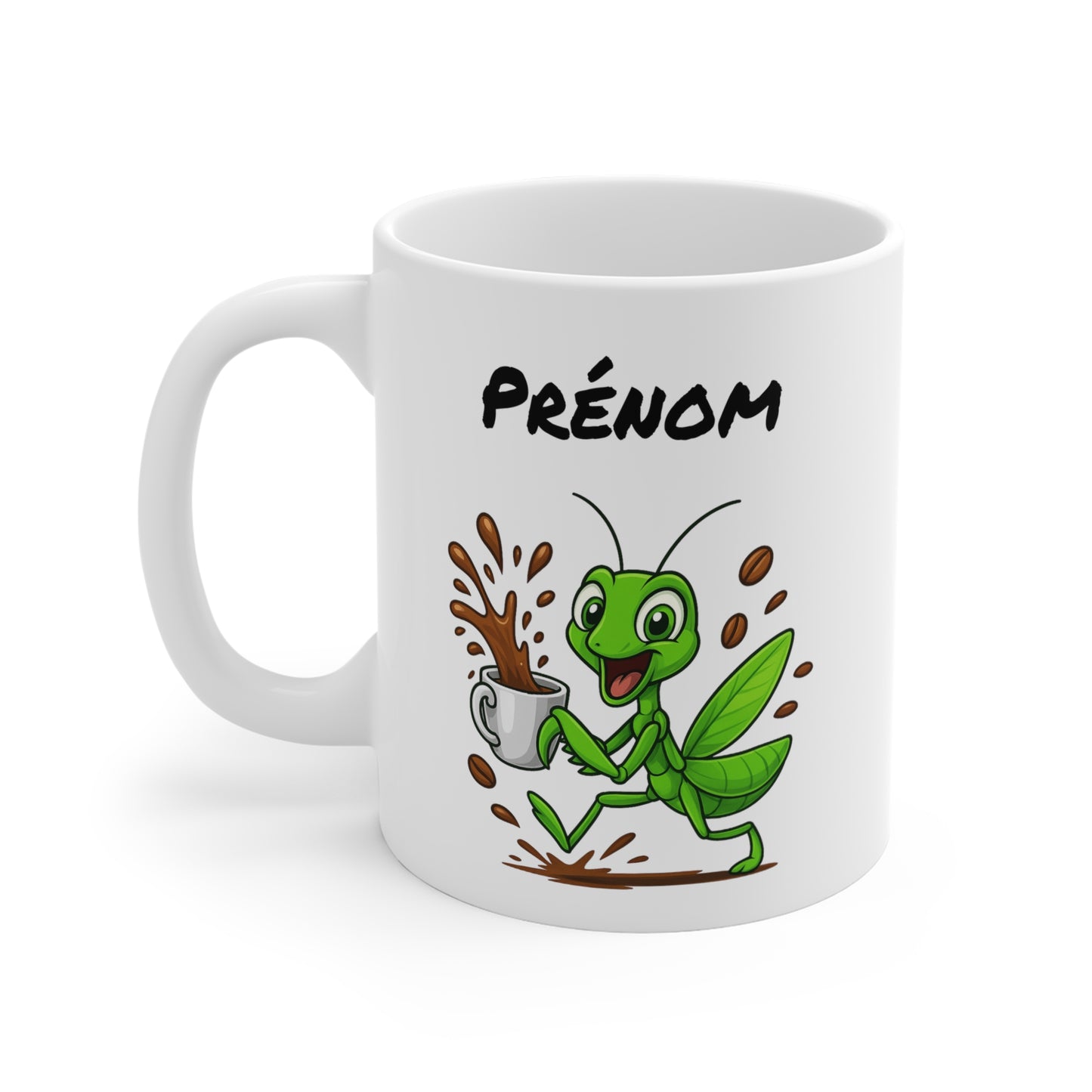 Tasse Personnalisable Mante Religieuse Café – Mug Prénom Animal Cartoon Céramique 325ml – Cadeau Origina
