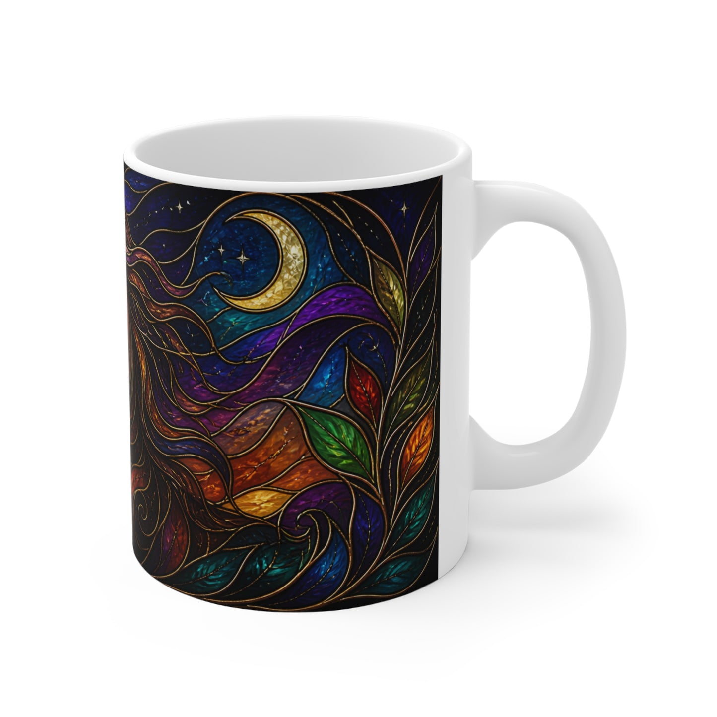 Mug Tasse Cheval Mystique Vitrail – Mug Cheval Fantasy Lune Étoiles Art Coloré Équestre Cadeau Homme Femme Enfant 325ml