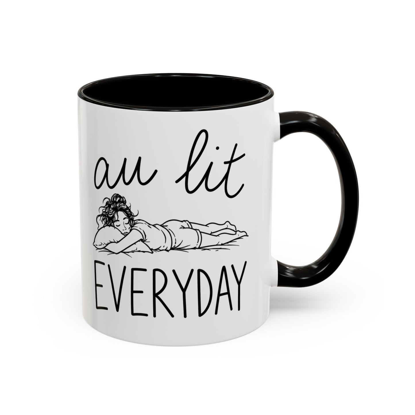 Mug Femme Fatigue et Détente – “Au Lit Everyday” – Tasse Humour Femme Dormir Relax – Cadeau Original Femme – Céramique 325ml Noir Bleu Rouge