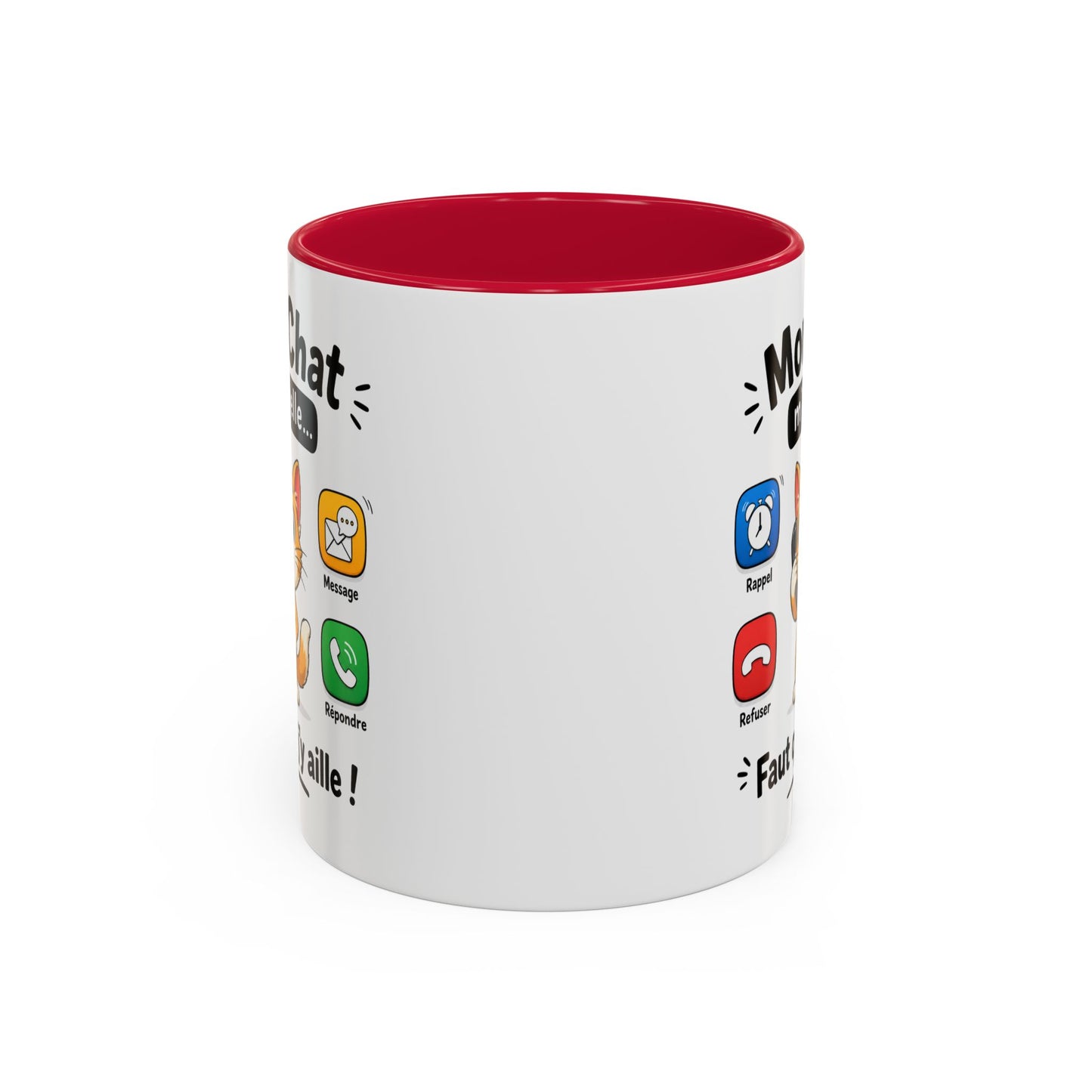 Tasse Mon Chat m’Appelle Faut que J’y Aille – Mug Humour Chat – Cadeau Femme Homme Amoureux des Chats 325ml