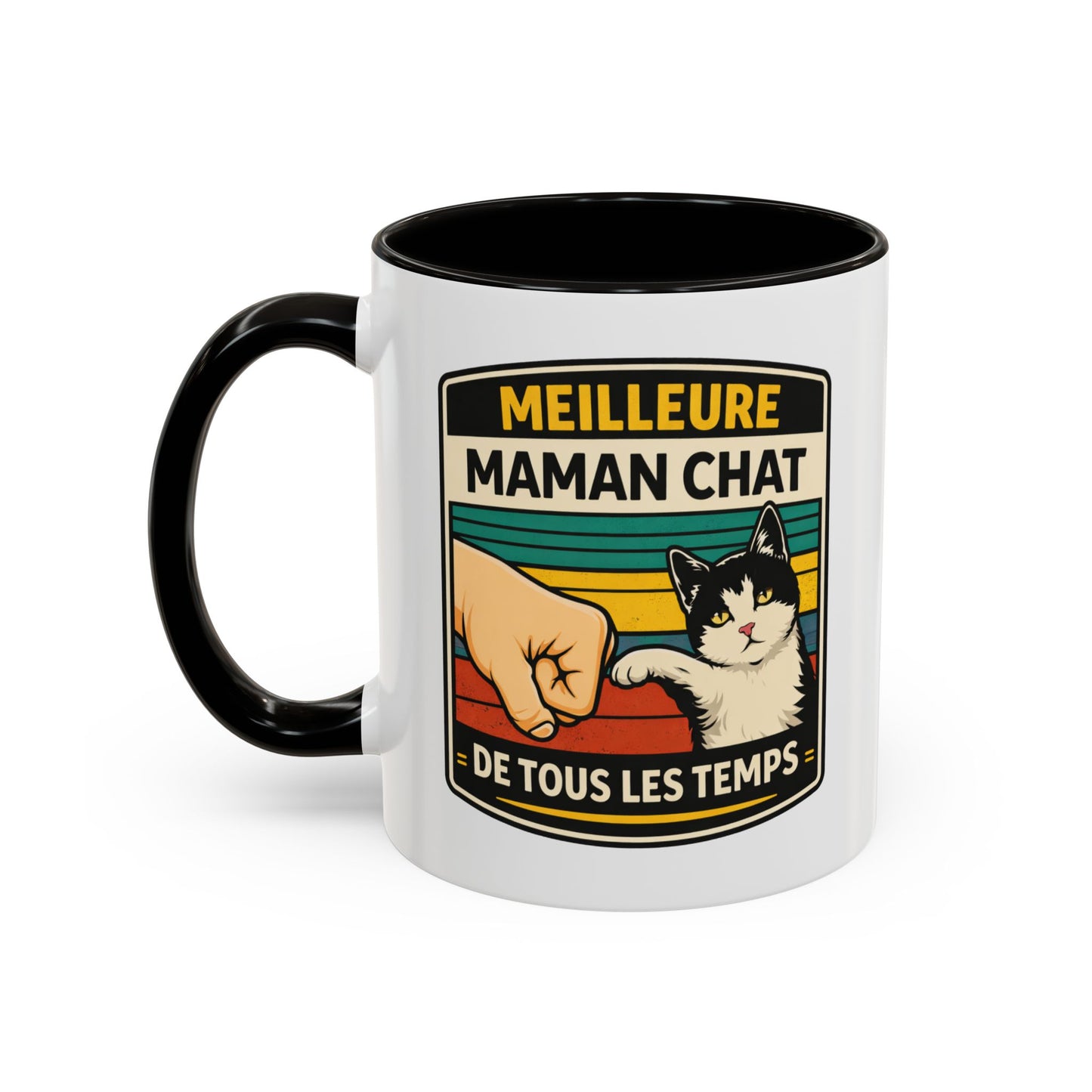 Tasse Meilleure Maman Chat de Tous les Temps – Mug Chat Noir et Blanc – Cadeau Maman Original – Céramique 325ml