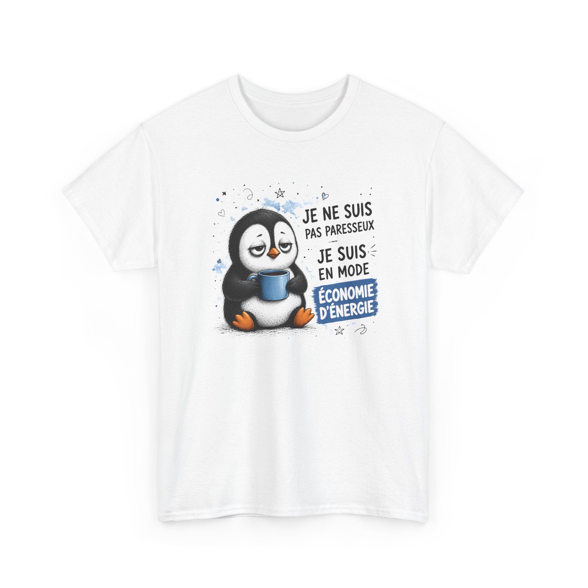 Tee-Shirt Humour Homme et Femme – Pingouin Fatigué Économie d’Énergie – Idée Cadeau Drôle Original Anniversaire