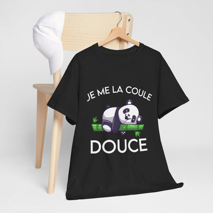 Tee shirt Noir Unisex Je me la coule douce panda idée cadeau humour drôle amusant Homme/Femme