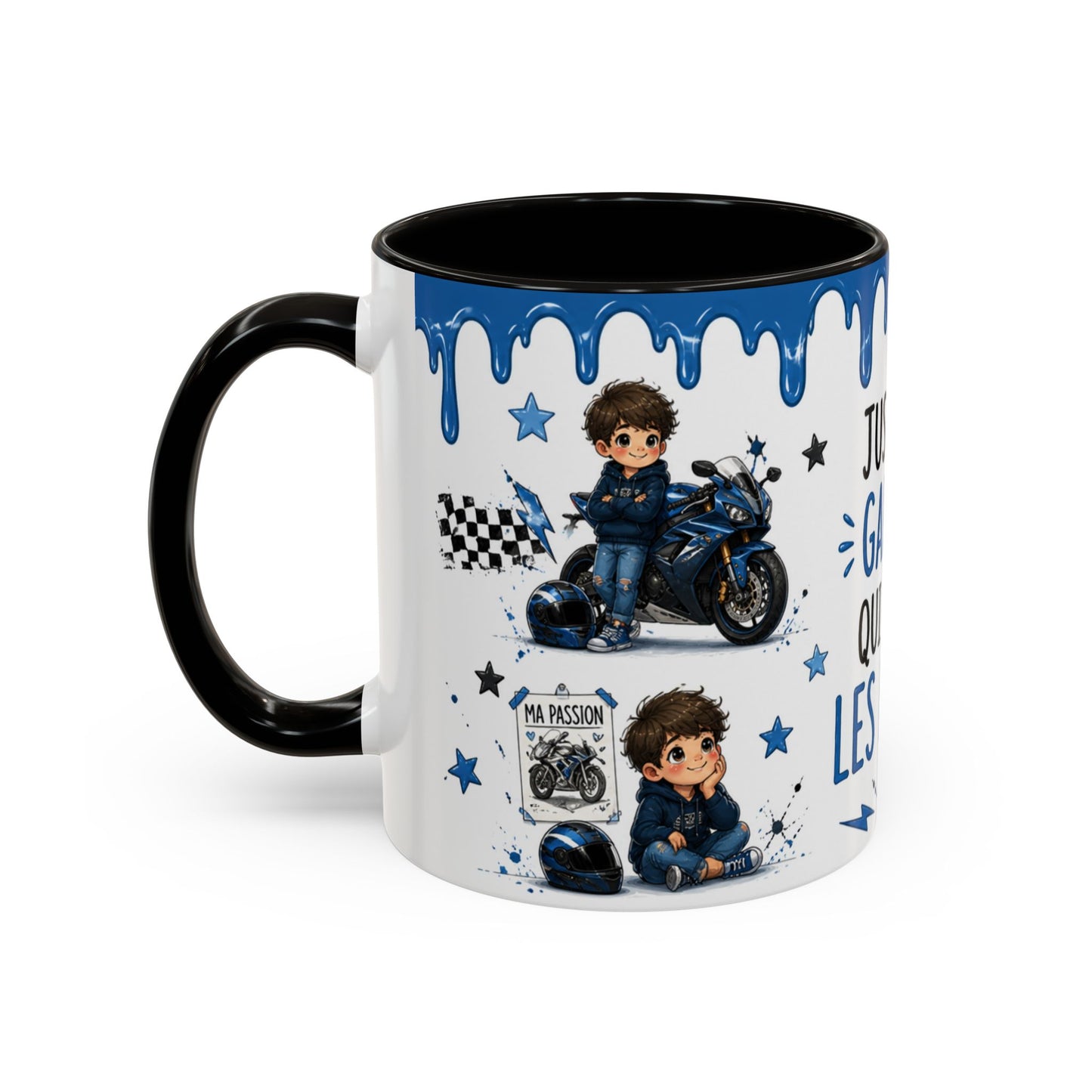Tasse Juste Un Garçon Qui Adore Les Motos – Mug Moto Sportive et Univers Kawaii – Céramique 325ml