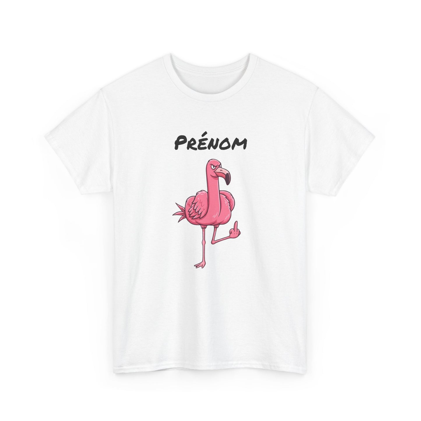 T-Shirt Personnalisé Prénom Flamant Rose Humour – Tee Shirt Adulte Fun et Décalé – Cadeau Original Homme Femme