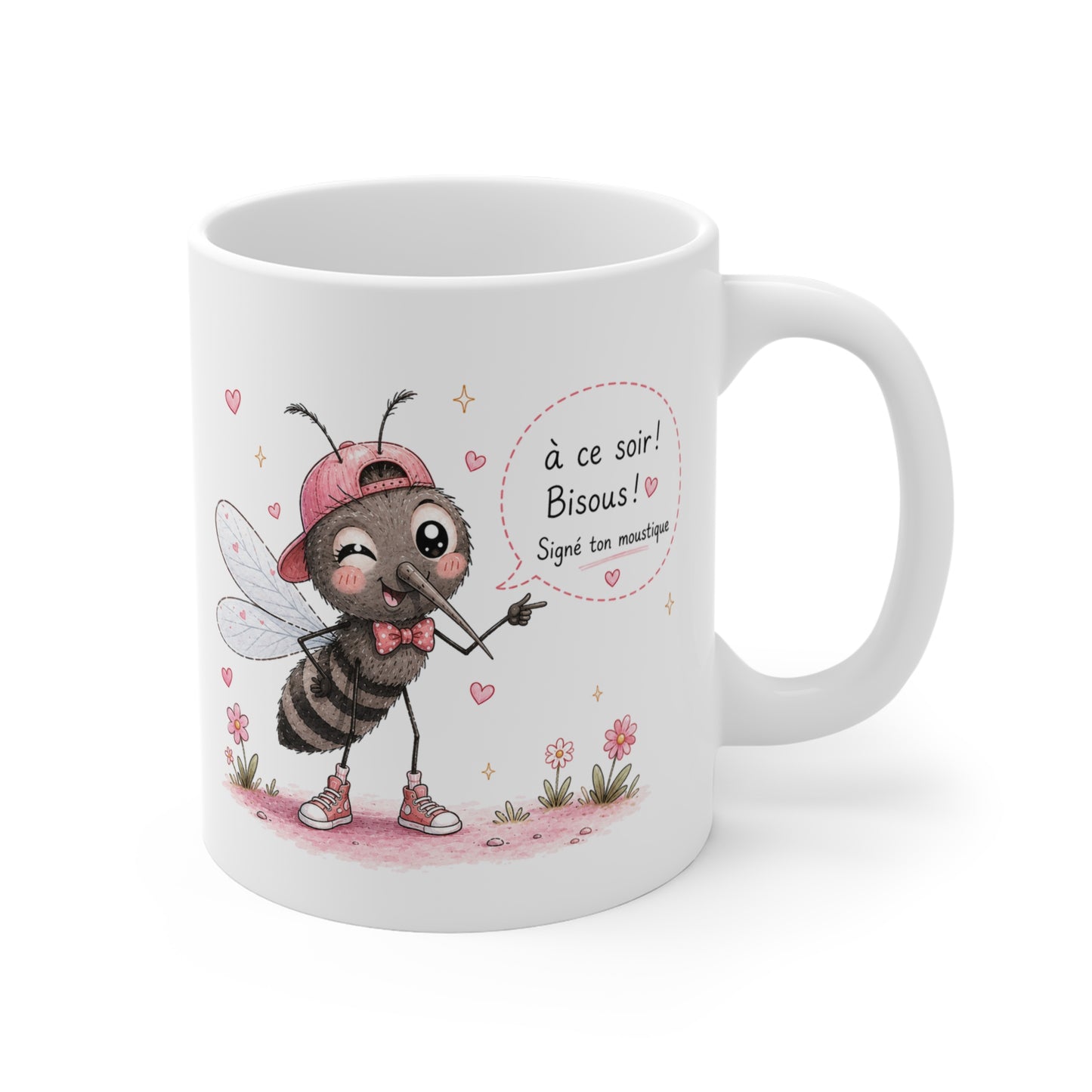 Tasse À Ce Soir ! Bisous ! Signé Ton Moustique – Mug Humour Moustique Kawaii Drôle – Cadeau Homme Femme 325 ml