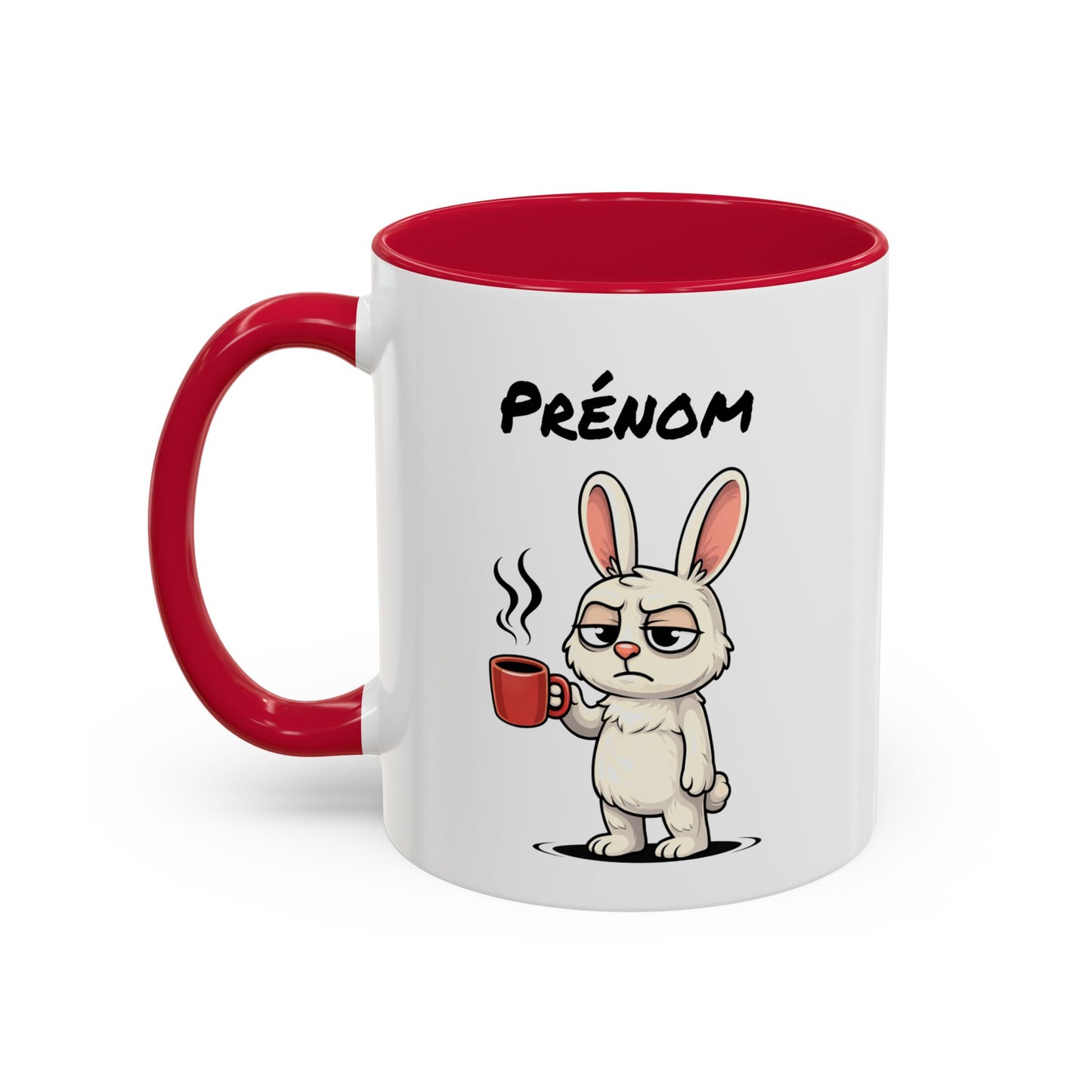 Mug Lapin Fatigué Personnalisable 325ml – Tasse Café Humoristique Animal Mignon Drôle Réveil Difficile