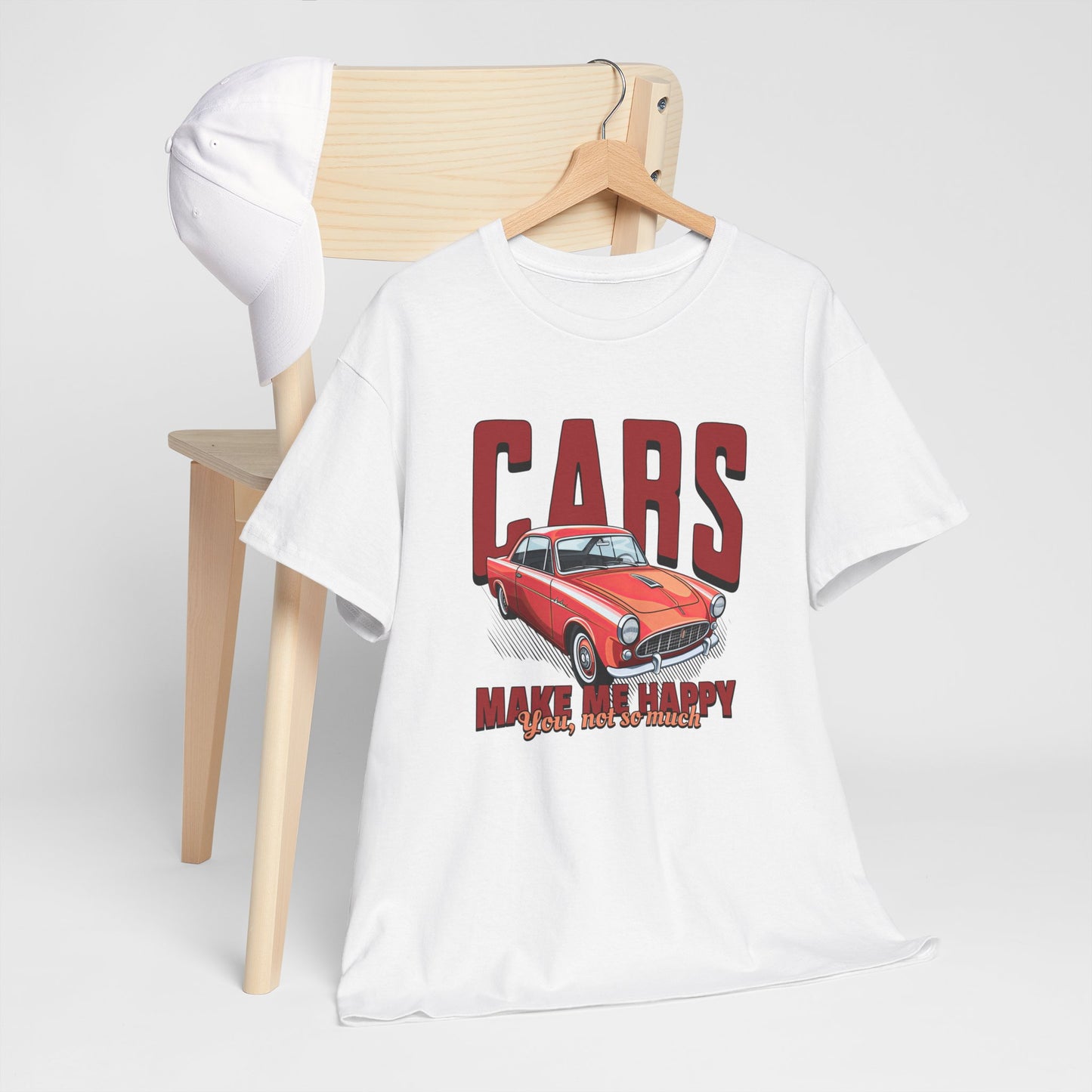 T-Shirt Cars Make Me Happy Homme Femme – Tee Shirt Voiture Vintage Humour – Cadeau Passion Automobile