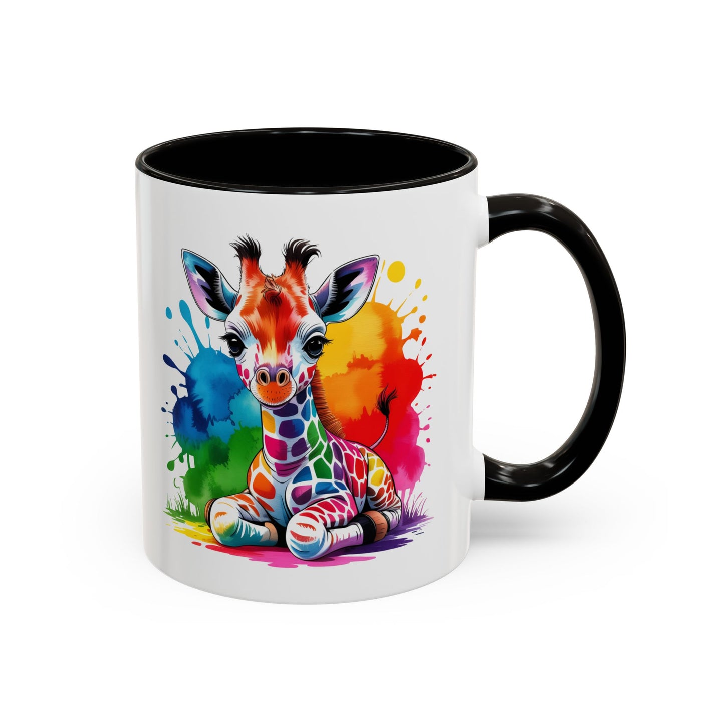 Mug Girafe Colorée Style Aquarelle – Tasse Animaux Kawaii Moderne – Idée Cadeau Originale 325ml