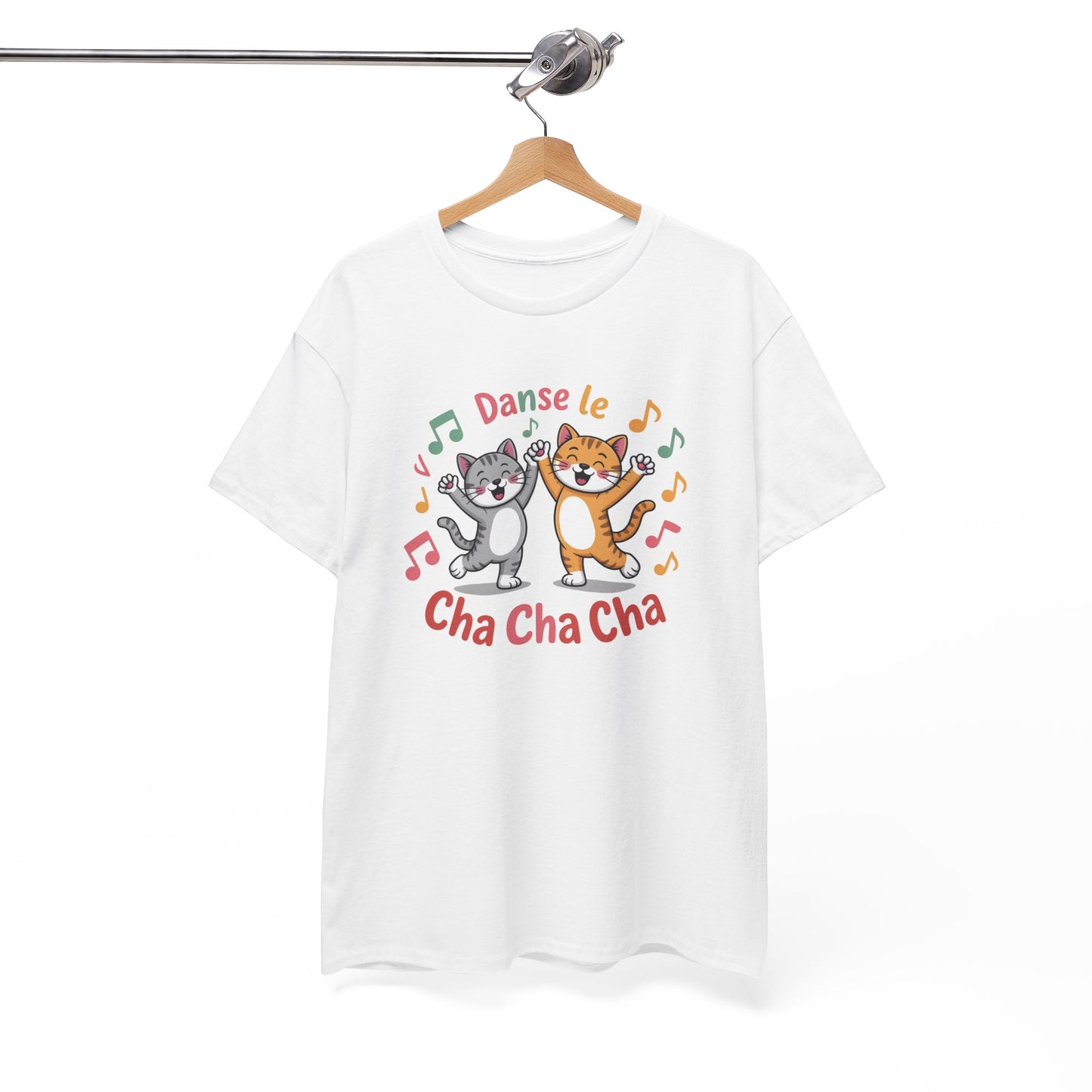 Tee Shirt Danse le Cha Cha Cha – Chats Danse Musique Humour – T-shirt Chat Mignon Blanc Gris Noir