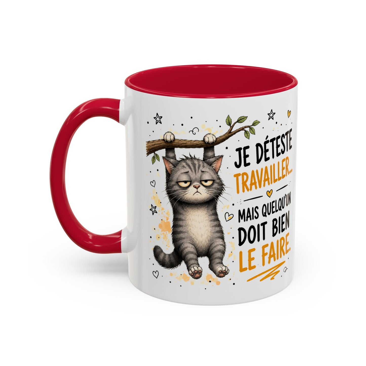 Tasse Chat Drôle Homme Femme – Mug Je déteste travailler mais quelqu'un doit bien le faire – Cadeau Humour Bureau 325 ml
