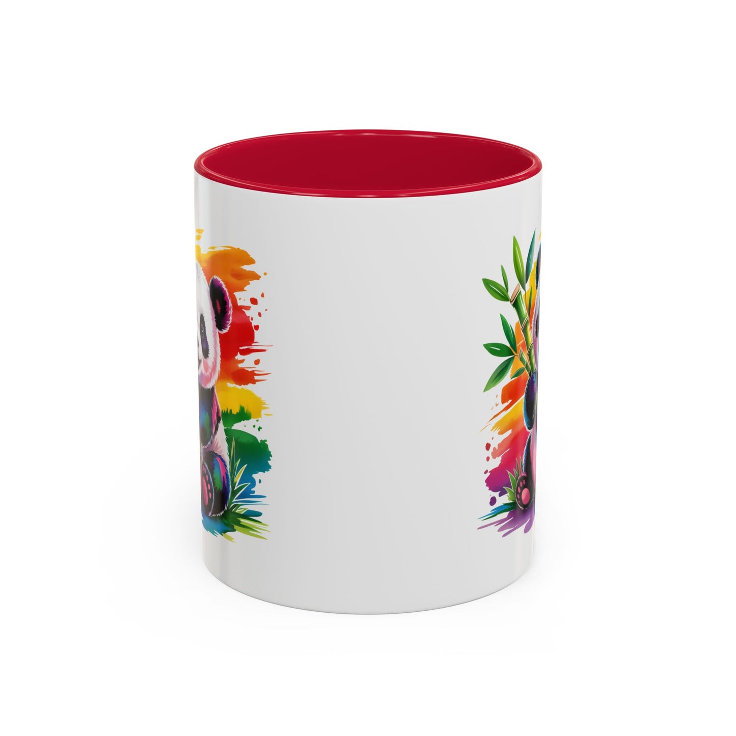 Mug Panda Mignon Coloré – Tasse Animal Bambou Design Arc-en-Ciel – Cadeau Original Enfant Adulte – Céramique 325ml Noir Bleu Rouge