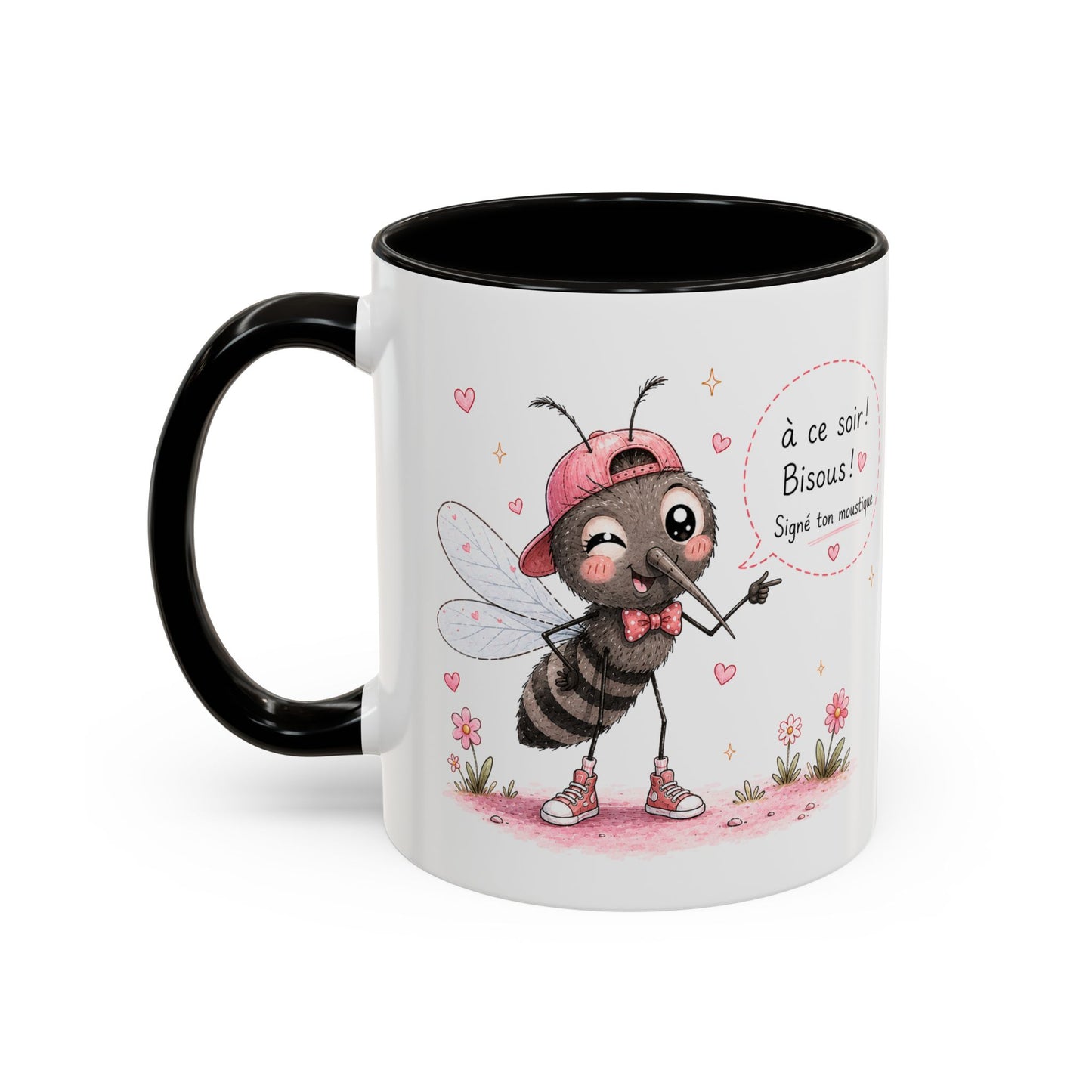 Tasse À Ce Soir ! Bisous ! Signé Ton Moustique – Mug Moustique Humour Kawaii – Cadeau Drôle Homme Femme 325ml