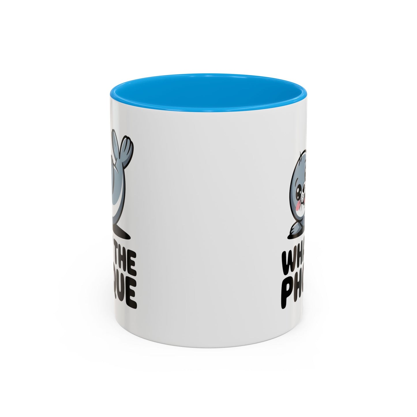 Tasse Phoque Drôle “What the Phoque” – Mug Humour Animal Mignon – Cadeau Original Fun Noir Bleu Rouge 325ml