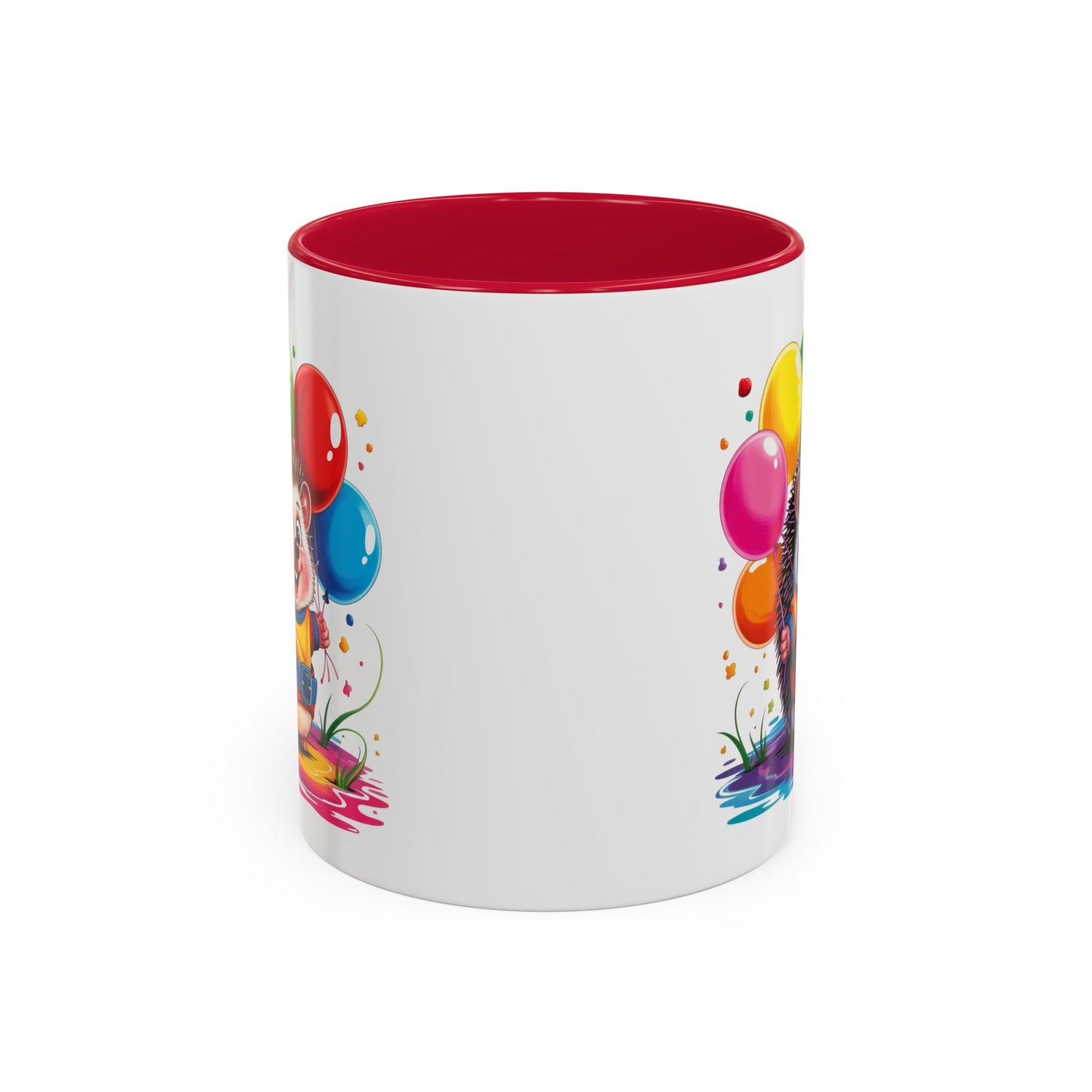 Mug Hérisson Kawaii avec Ballons Multicolores – Tasse Mignonne Cadeau Original Anniversaire et Fête – Céramique 325ml