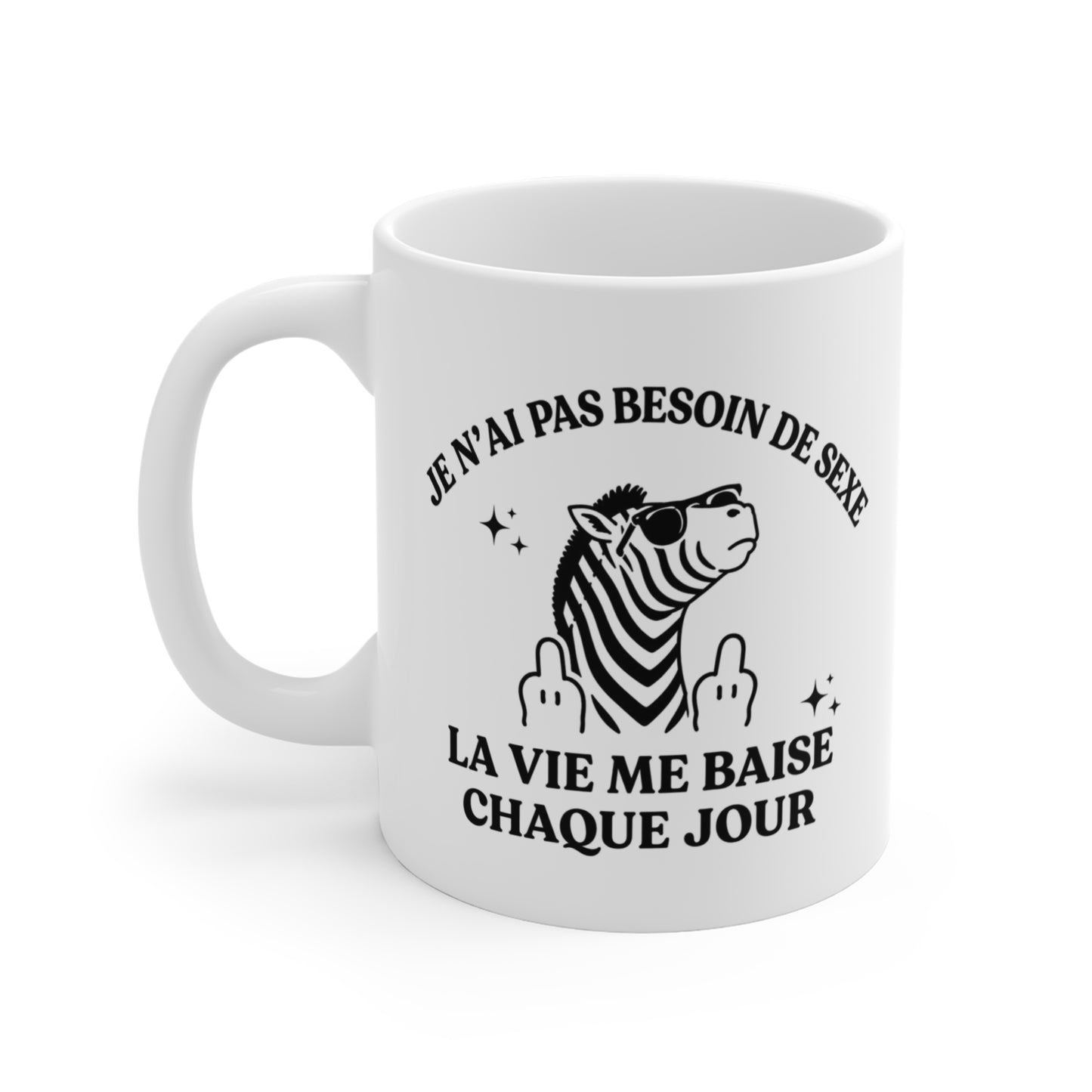 Tasse Humour Sarcastique Zèbre – Mug La Vie Me Fait Déjà Assez de Misères – Cadeau Drôle Homme Femme 325ml