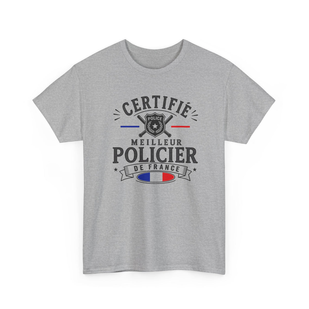 Tee Shirt Policier Homme – Certifié Meilleur Policier de France – T-Shirt Métier Police Cadeau Original Homme