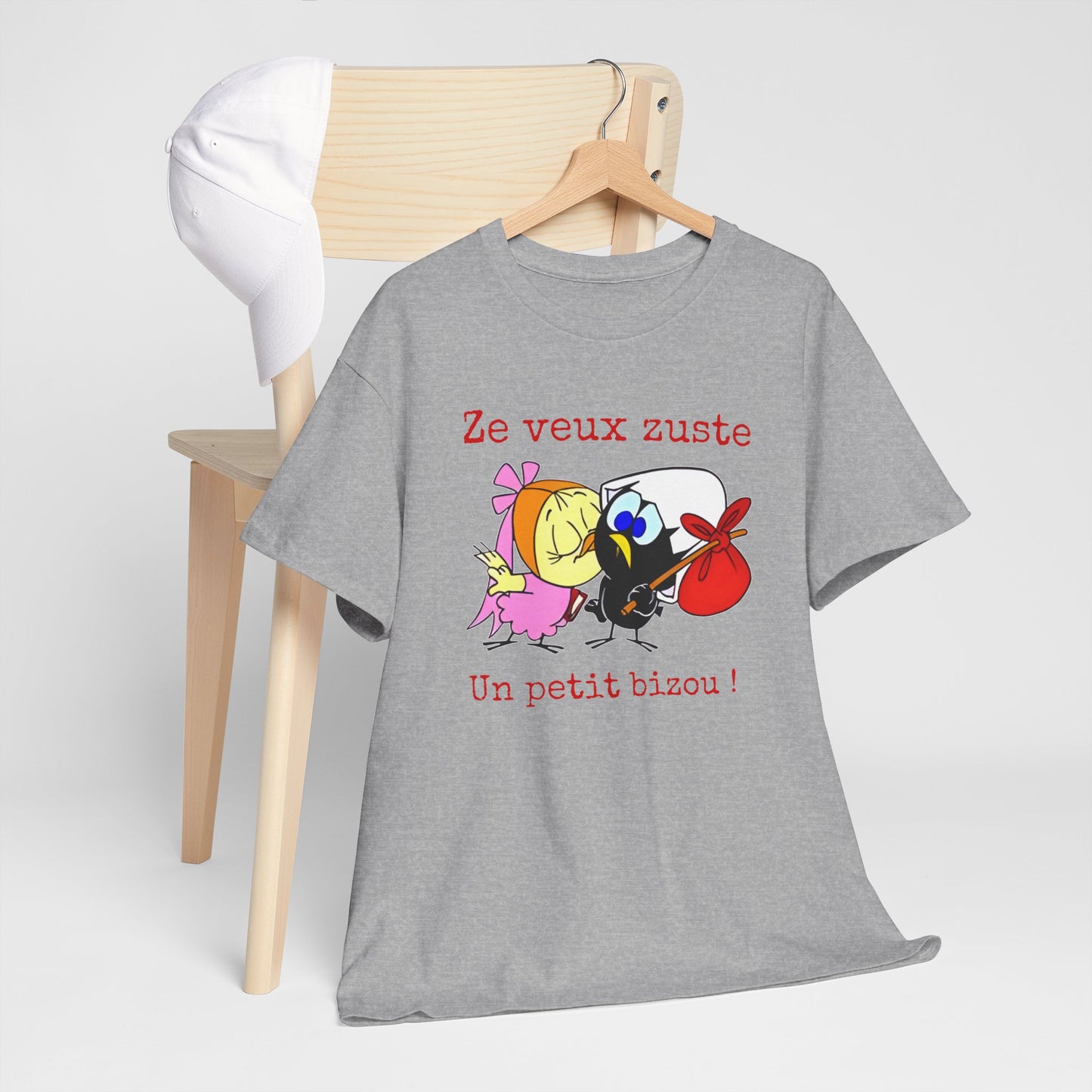 T-Shirt Calimero Humour Cartoon – Ze Veux Zuste Un Petit Bizou – Tee Shirt Vintage Drôle Homme Femme