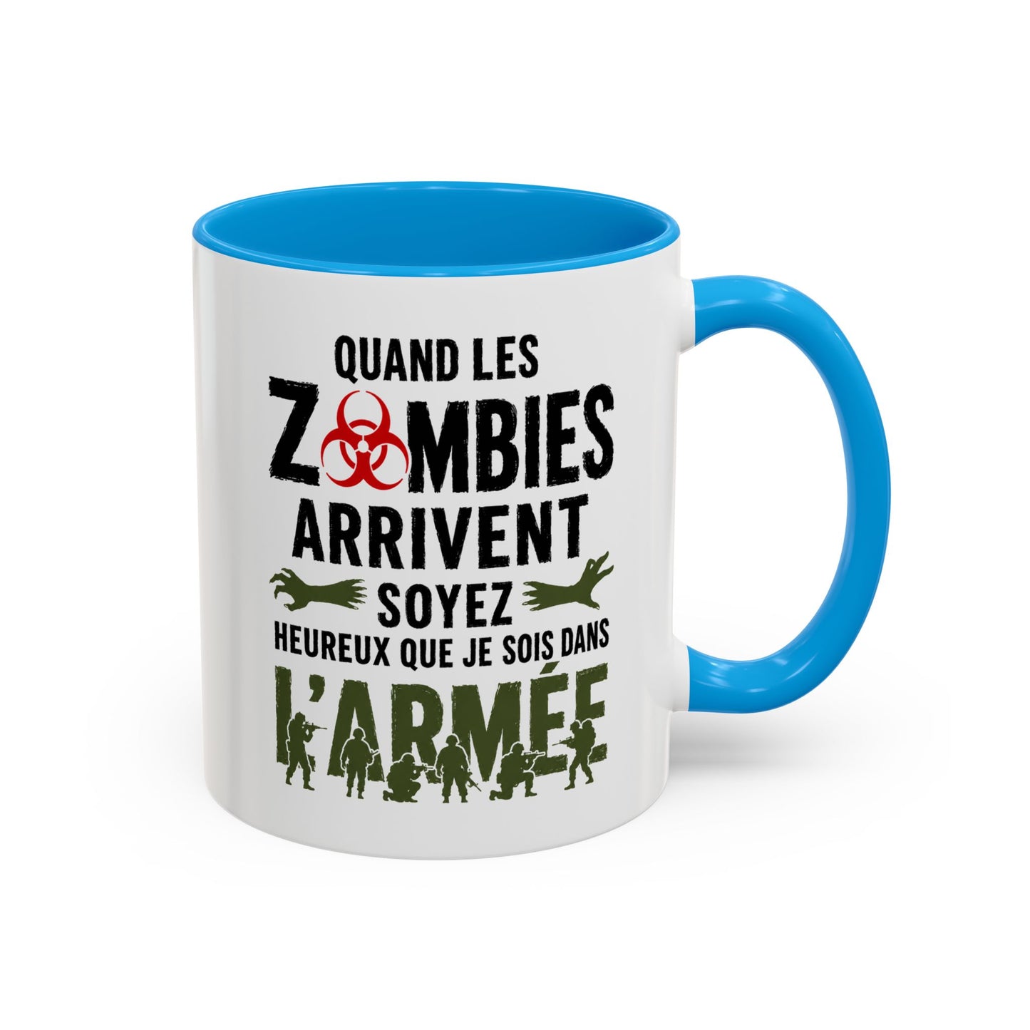 Mug Militaire Homme Femme – Tasse Humour Armée Zombie – Cadeau Original Soldat Passionné de Survie et Univers Militaire Noir Bleu Rouge