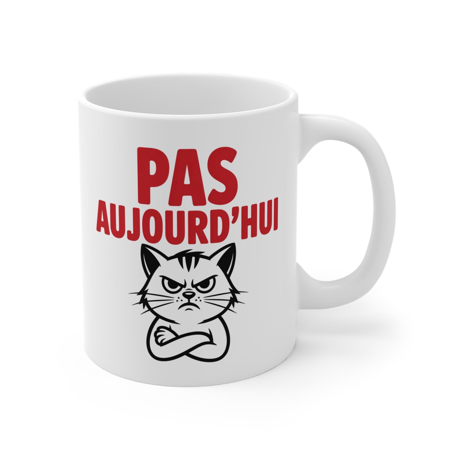 Tasse Pas Aujourd’hui – Mug Humour Fatigue et Flemme – Cadeau Drôle Homme Femme 325ml Chat Idée cadeau fun