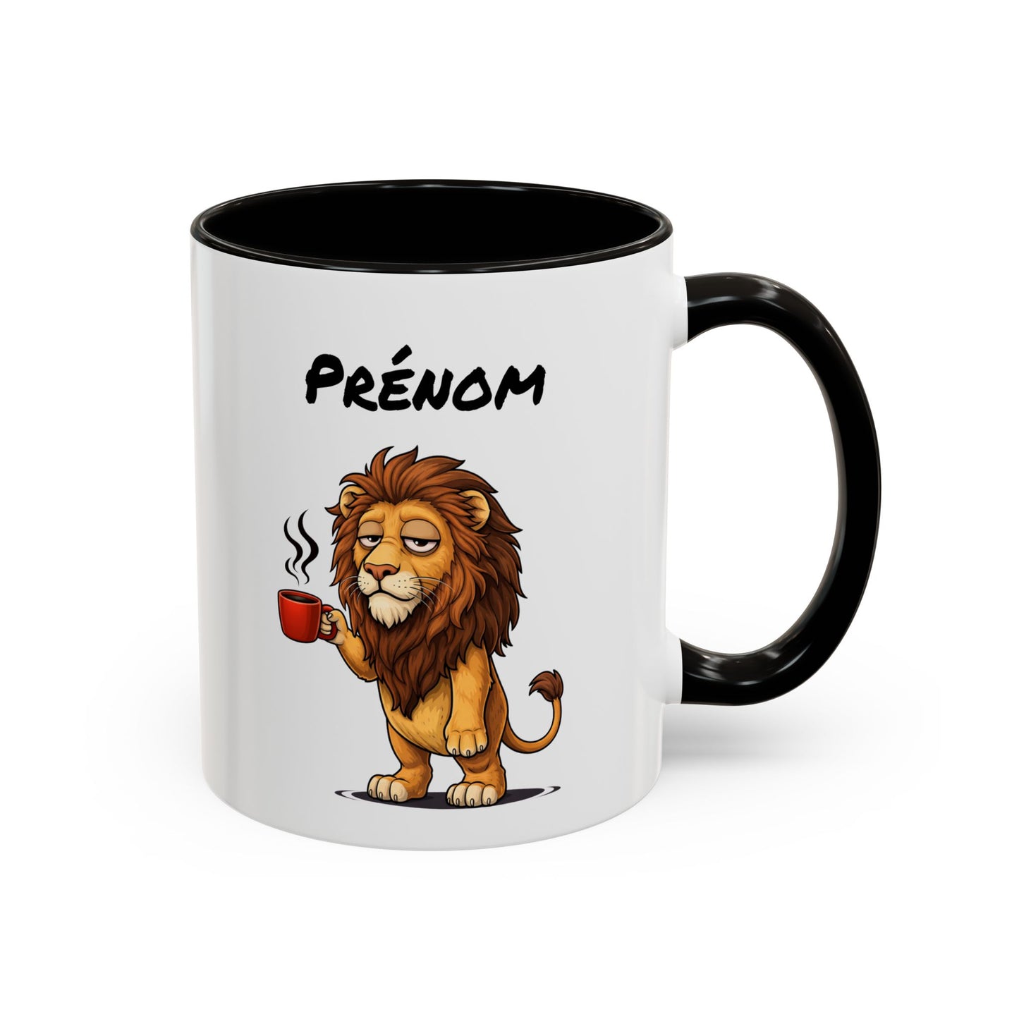 Tasse Lion avec Café – Mug Animal Sauvage Humoristique – Illustration Lion Fatigue 325ml