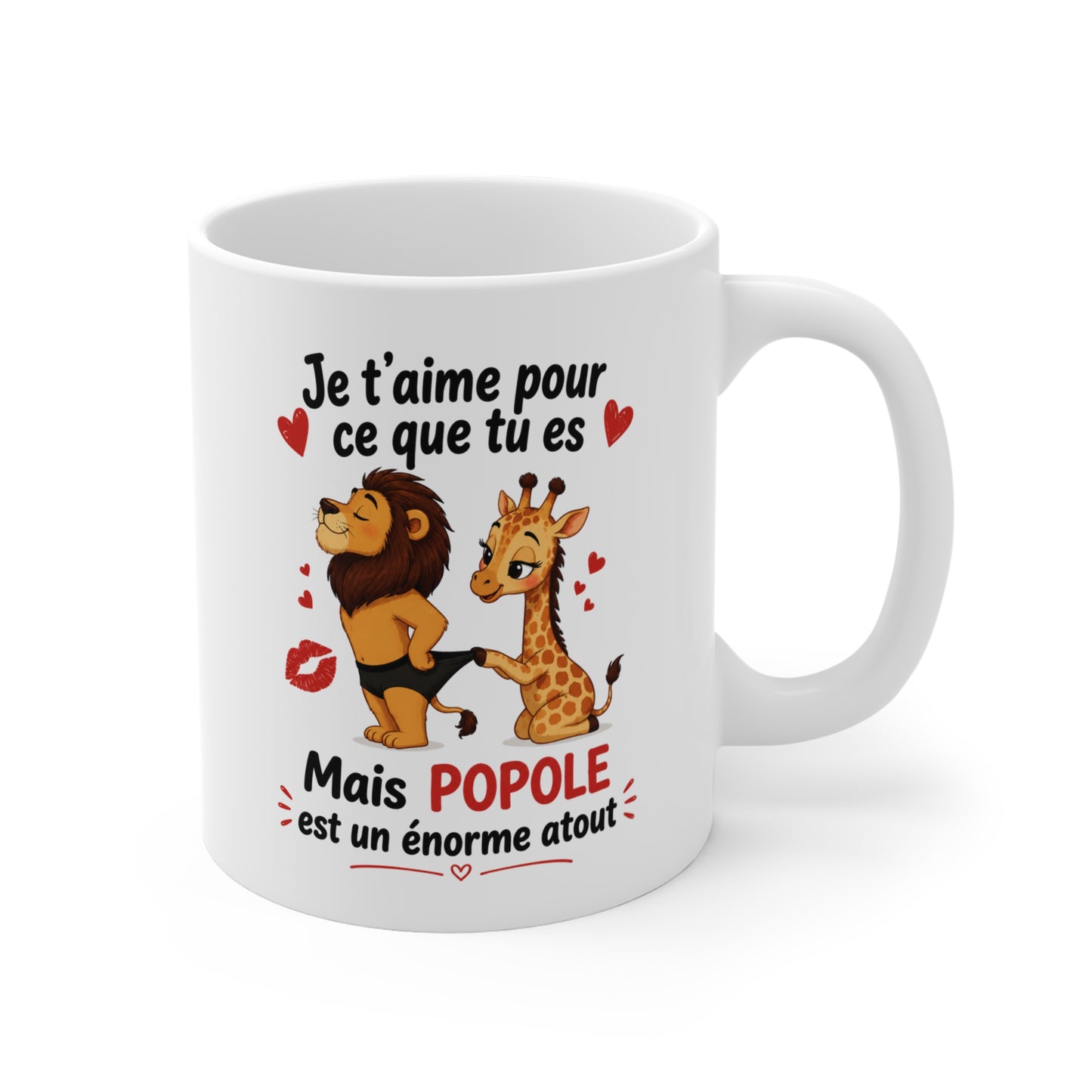 Tasse Couple Humour Lion Girafe – Mug Animaux Amoureux Romantique – Cadeau Couple Original 325ml