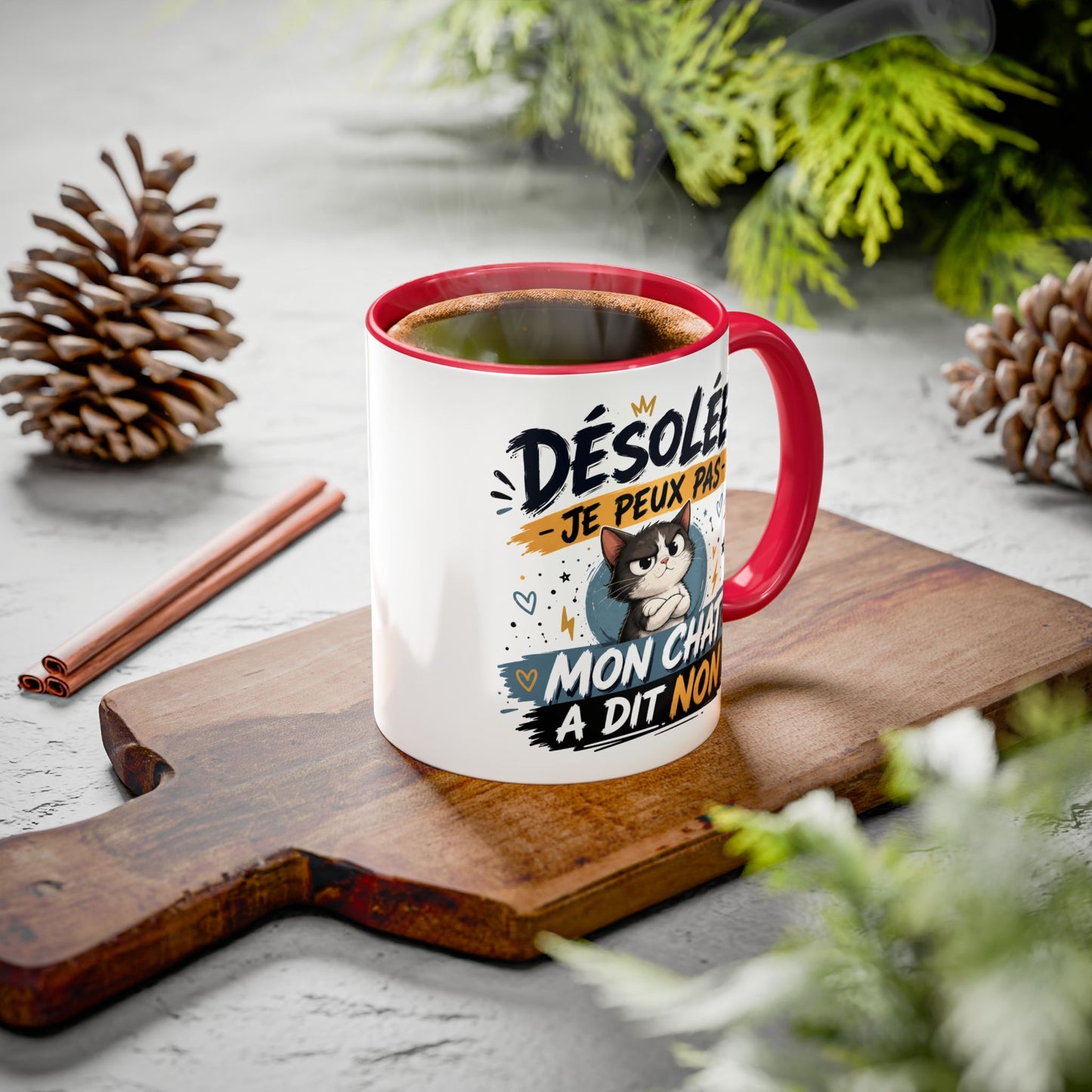 Tasse Désolée Je Peux Pas Mon Chat A Dit Non – Mug Humour Chat Mignon – Cadeau Amoureux des Chats 325ml