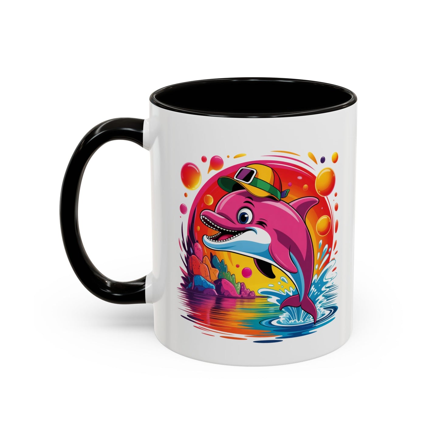 Mug Dauphin Coloré avec Casquette – Tasse Océan Kawaii Design Tropical et Fun – Cadeau Original 325ml