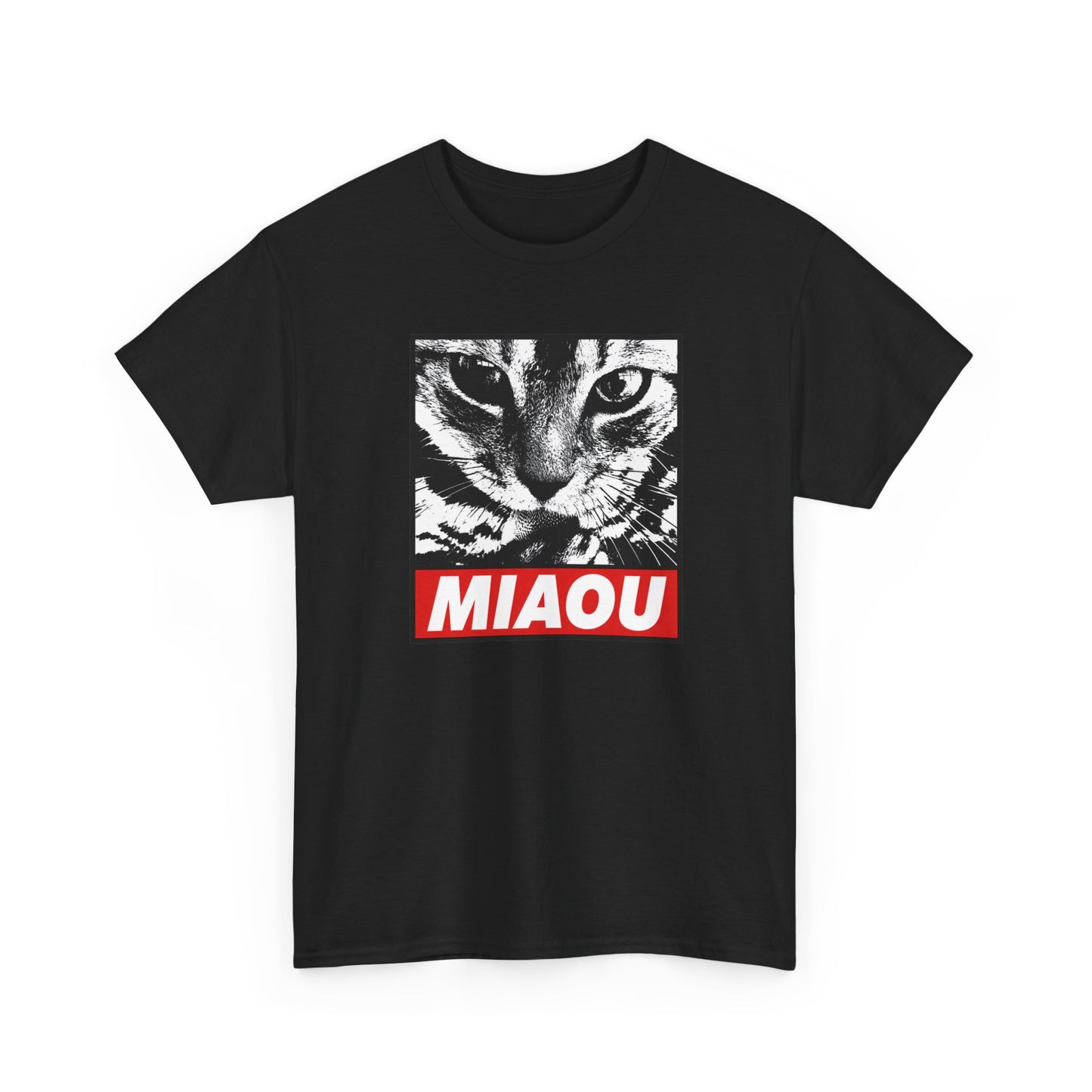 Tee Shirt Chat Homme Femme – Portrait Félin Noir et Blanc – Idée Cadeau Amoureux des Chats Humour Miaou Passion Féline