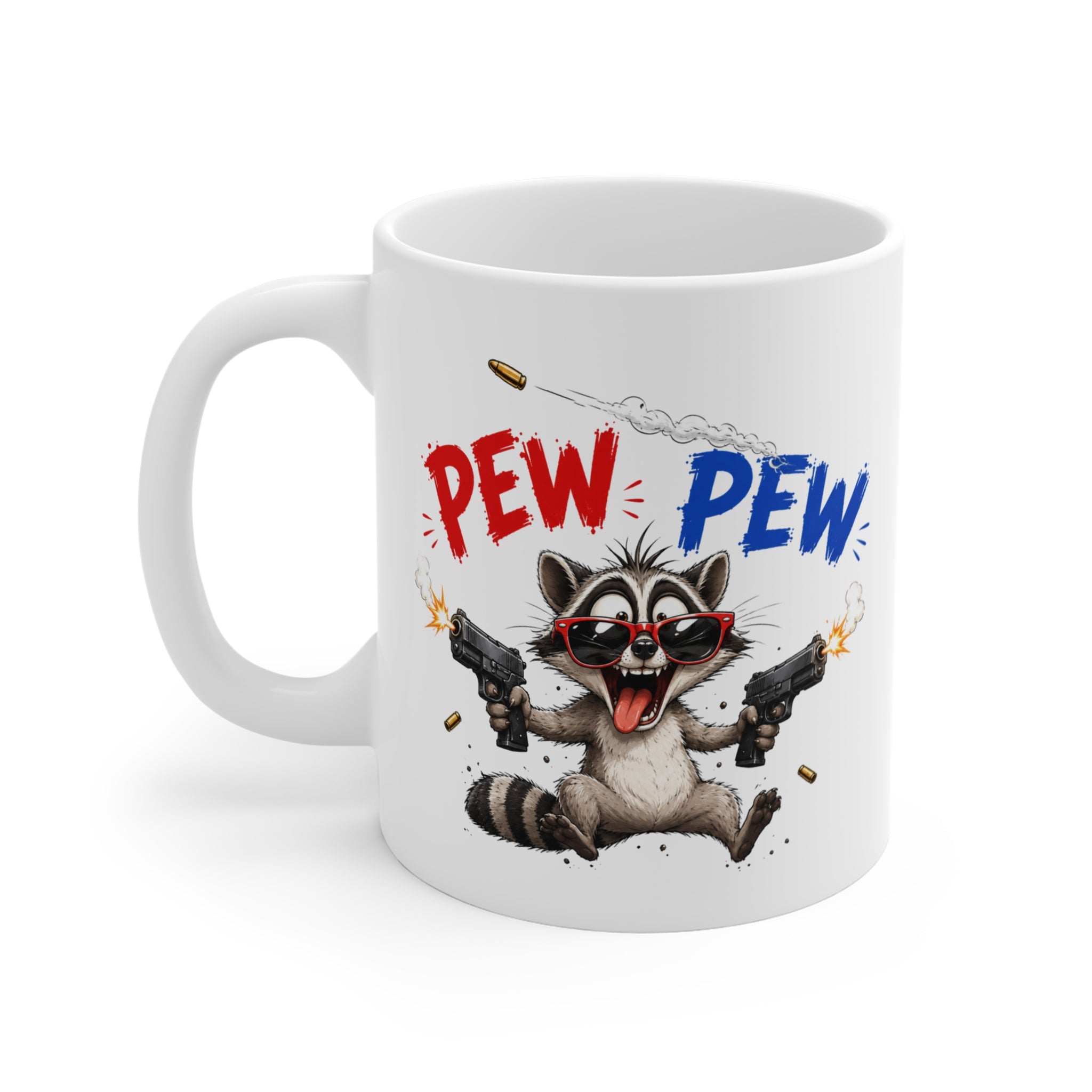 Tasse Pew Pew – Mug Raton Laveur Humour Geek Drôle – Cadeau Homme Femme 325 ml