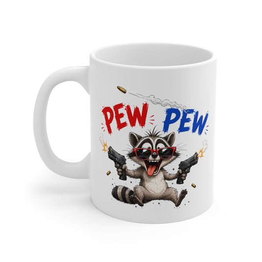 Tasse Pew Pew – Mug Raton Laveur Humour Geek Drôle – Cadeau Homme Femme 325 ml