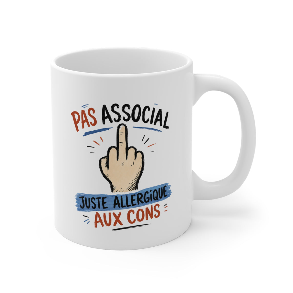 Mug Humour Pas Associal – Tasse Drôle Caractère – Cadeau Original Homme Femme – Humour Sarcastique et Décalé
