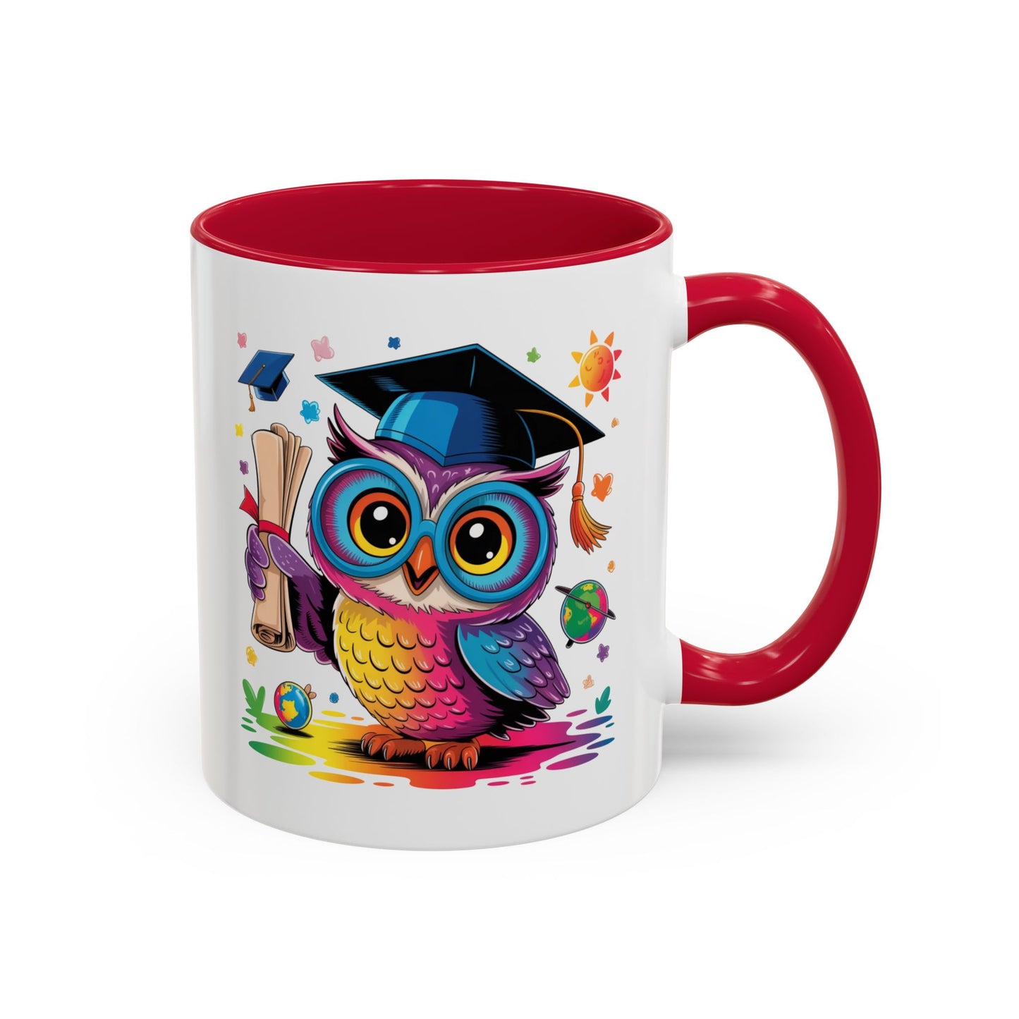 Mug Hibou Diplômé – Tasse Chouette Colorée avec Diplôme et Mortier – Cadeau Étudiant 325ml