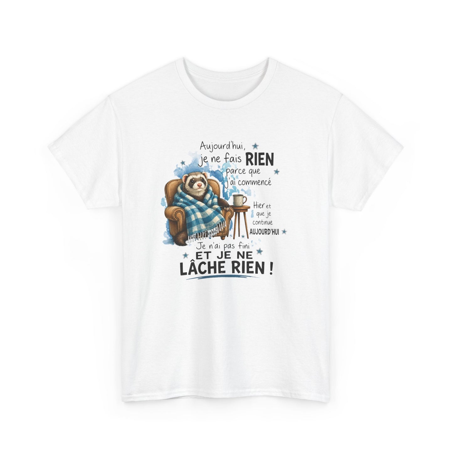 Tee-Shirt Humour Homme et Femme – Furet Détente Paresse Repos – Cadeau Original Drôle pour Amateur de Farniente et Animaux
