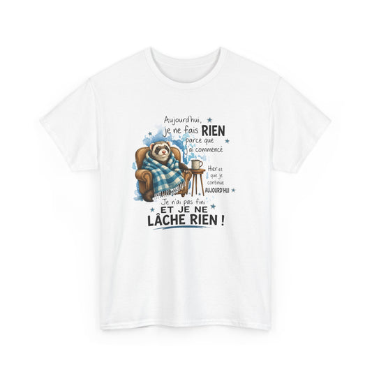Tee-Shirt Humour Homme et Femme – Furet Détente Paresse Repos – Cadeau Original Drôle pour Amateur de Farniente et Animaux