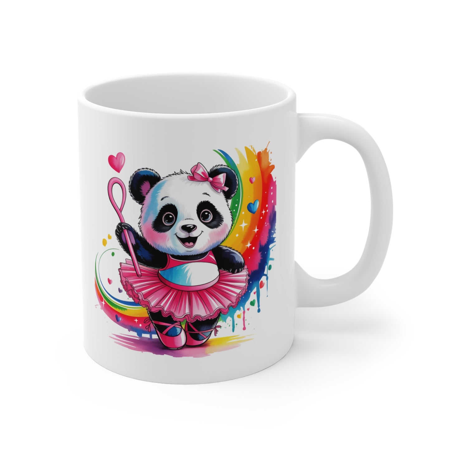 Mug Panda Ballerine Kawaii – Tasse Panda Danseuse Arc-en-Ciel – Design Féérique et Coloré – Cadeau Original pour Amoureux des Pandas et de la Danse – Céramique 325ml