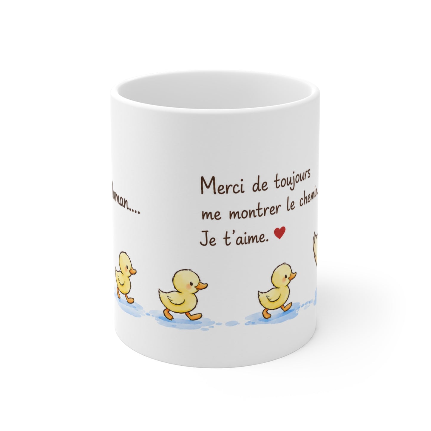Tasse Bonjour Maman – Mug Citation Maman avec Canards – Cadeau Tendre Femme 325ml
