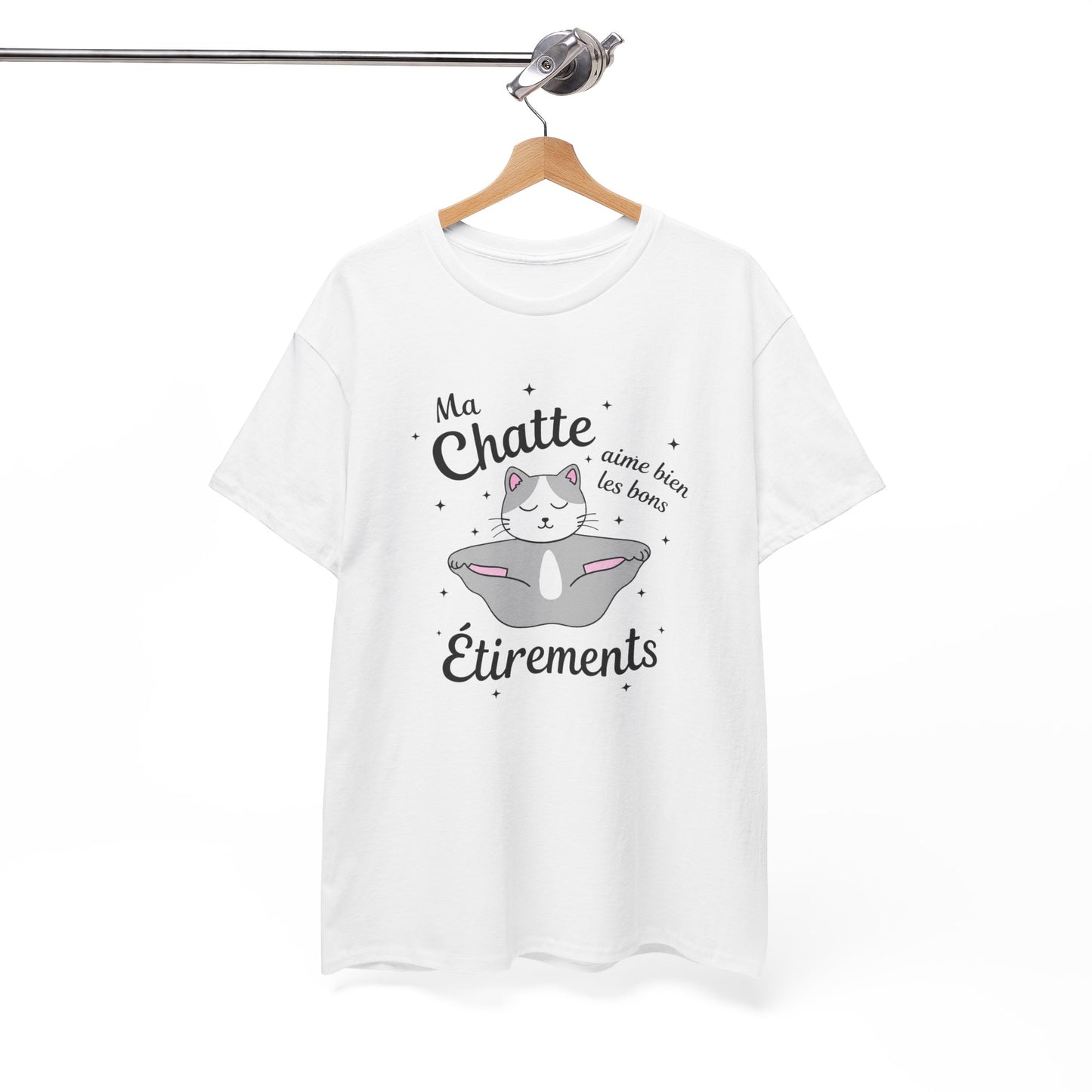 Tee-Shirt Chat Humour Femme – Félin Yoga Étirements – Cadeau Original Drôle pour Amoureuse des Chats