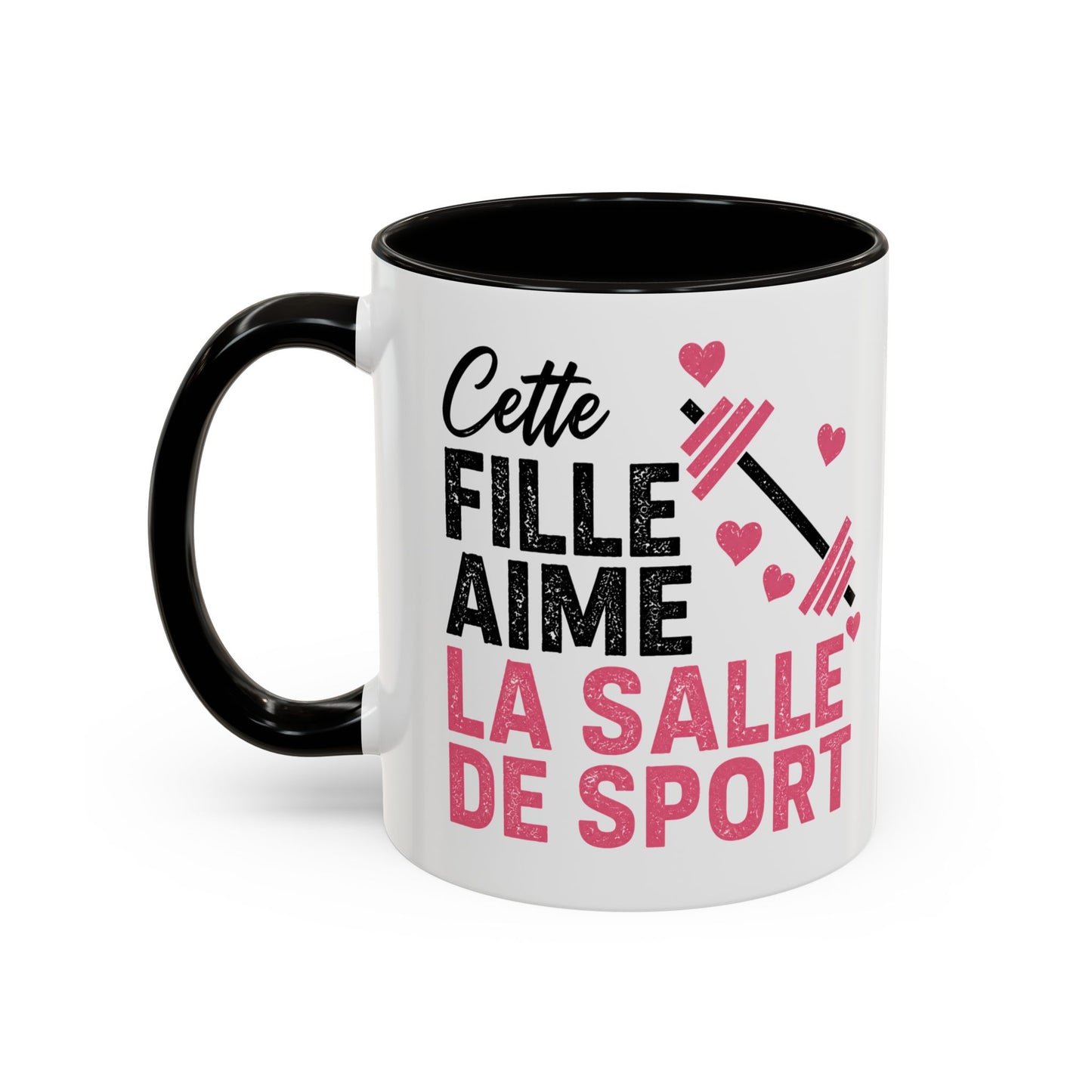 Mug Femme Fitness – Tasse Musculation Haltères – Cadeau Original Sportive, Gym Entraînement Bodybuilding Noir Bleu Rouge