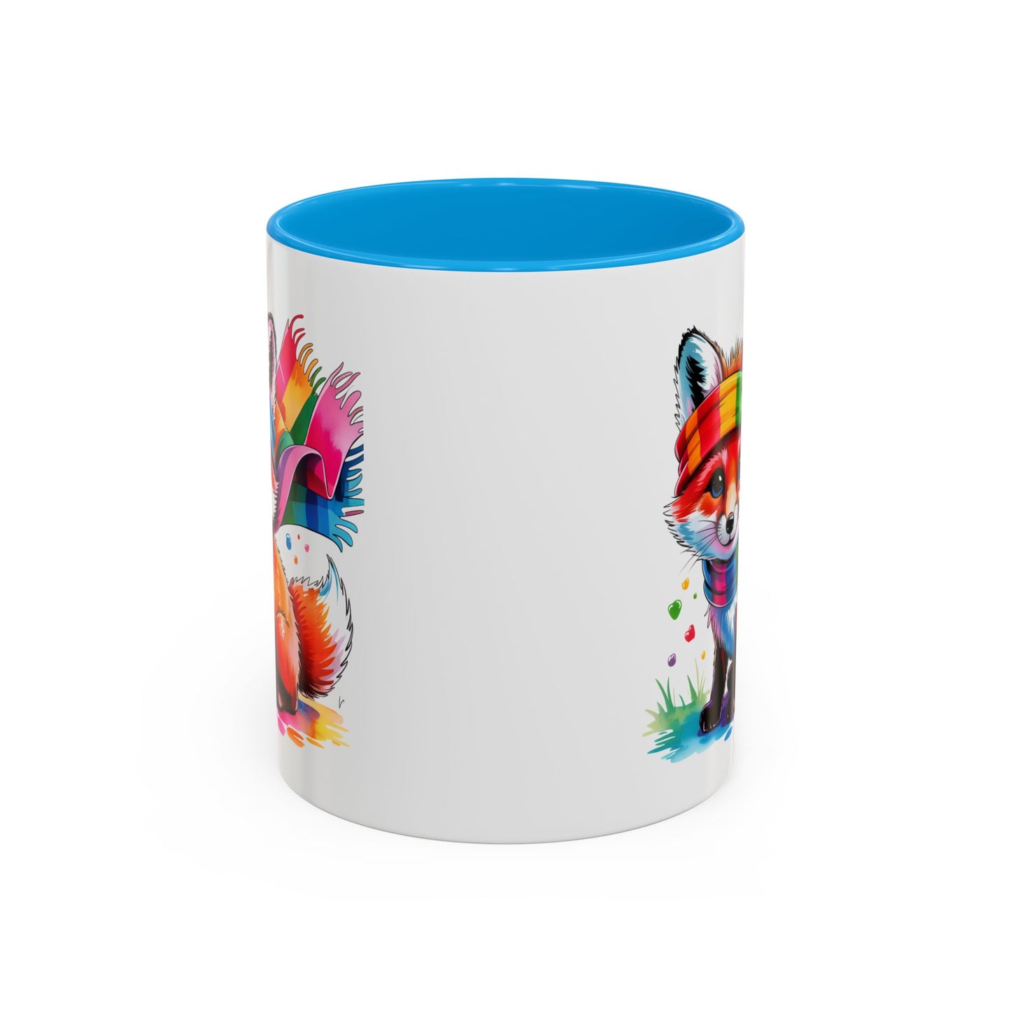 Mug Renard Coloré – Tasse Renard Arc-en-ciel avec Écharpe – Cadeau Animal Mignon 325ml