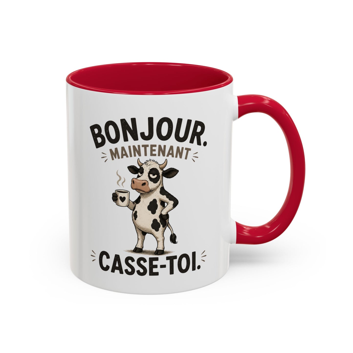 Mug Humoristique Vache Blasée – Tasse Café Sarcastique – Cadeau Original Homme et Femme, Ami ou Collègue – 325 ml Noir Bleu Rouge