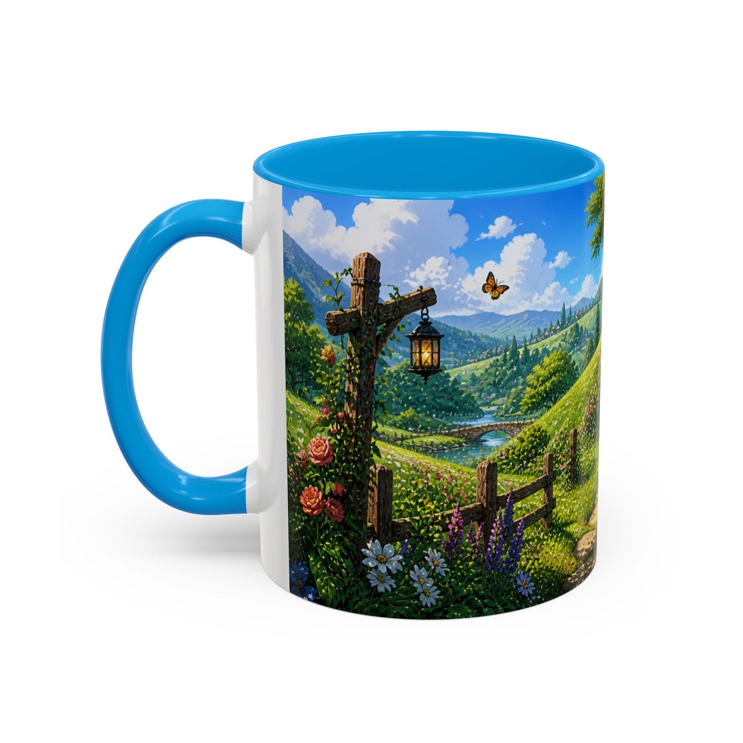 Tasse Maison Hobbit – Mug Cottage Fantastique avec Jardin Fleuri et Paysage Nature – Ambiance Fantasy 325ml