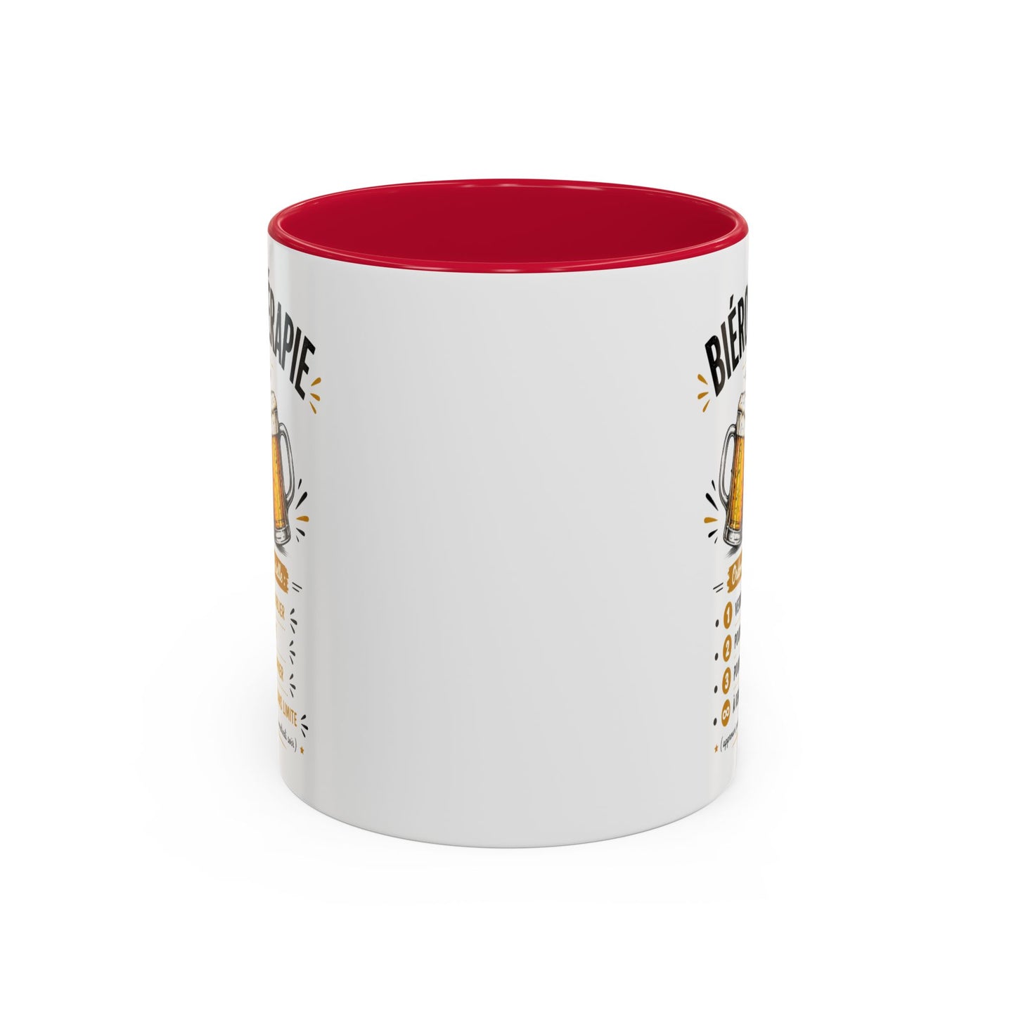 Mug Bièreothérapie Drôle – Tasse Humour Bière et Apéro – Cadeau Original Amateur de Bière – Céramique 325ml Noir Bleu Rouge