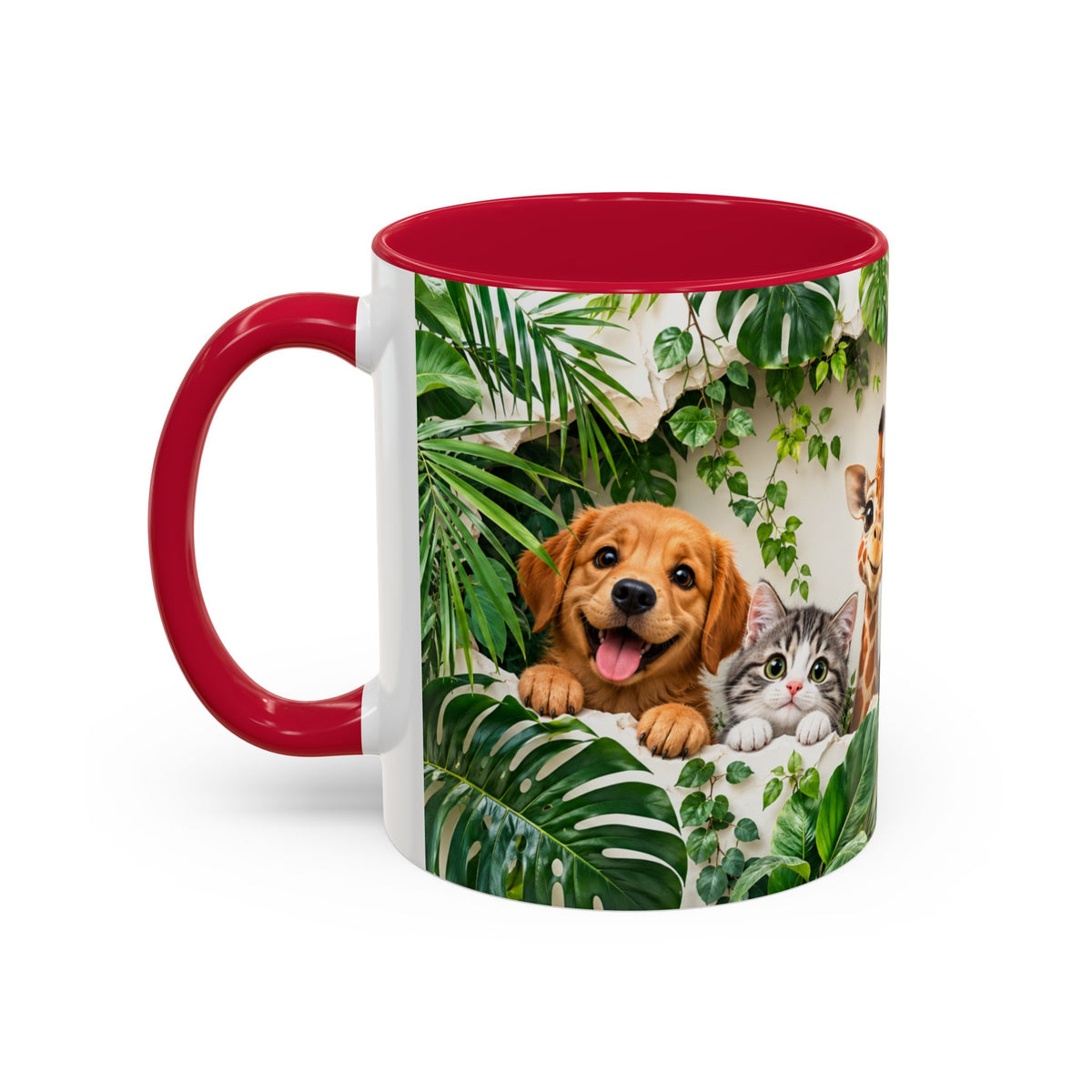 Mug Animaux de la Jungle et Compagnie – Chien, Chat, Girafe, Panda, Panda Roux et Koala – Tasse Colorée Cadeau Amoureux des Animaux