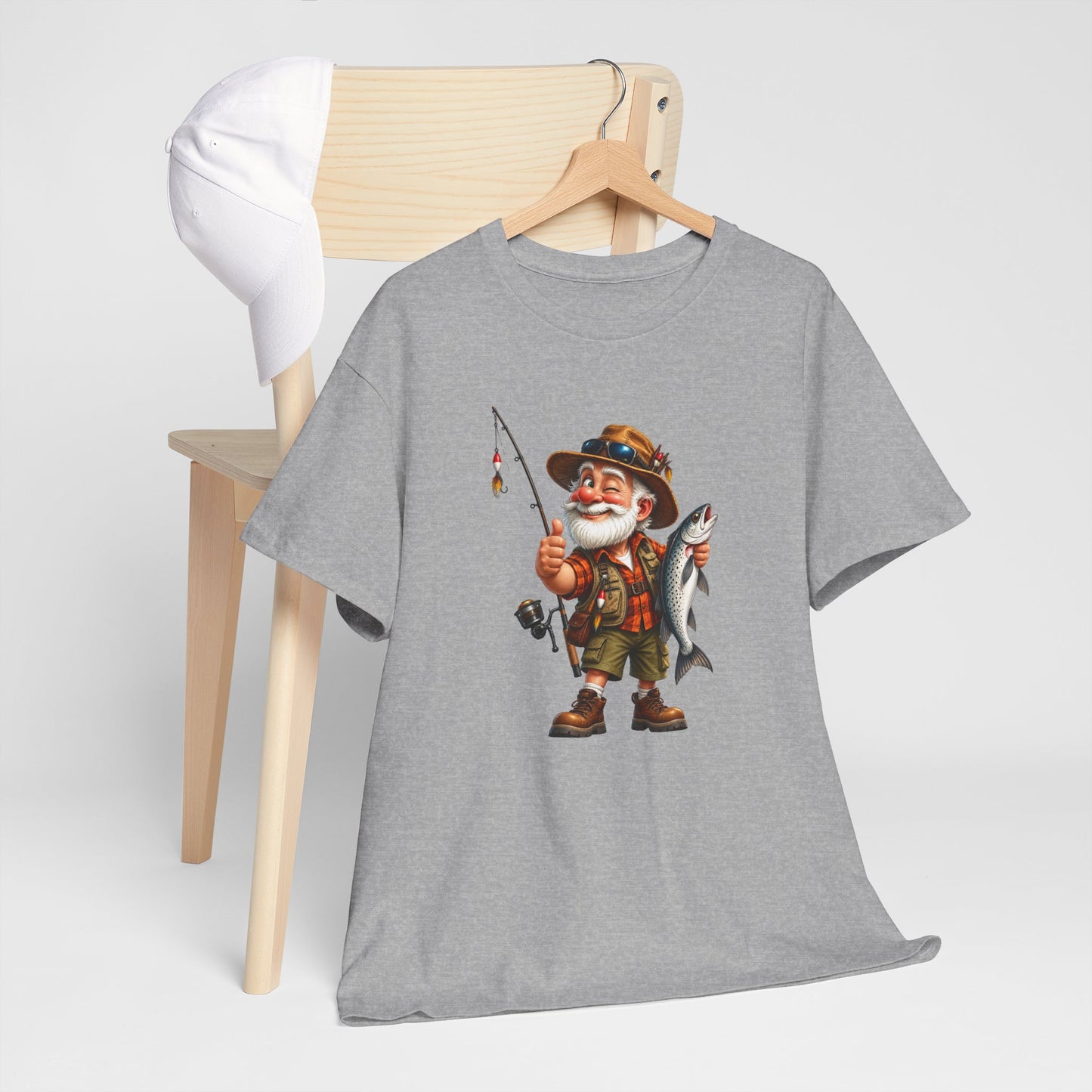 Tee Shirt Pêche Homme – Pêcheur avec Poisson – T-Shirt Passion Pêche Cadeau Homme