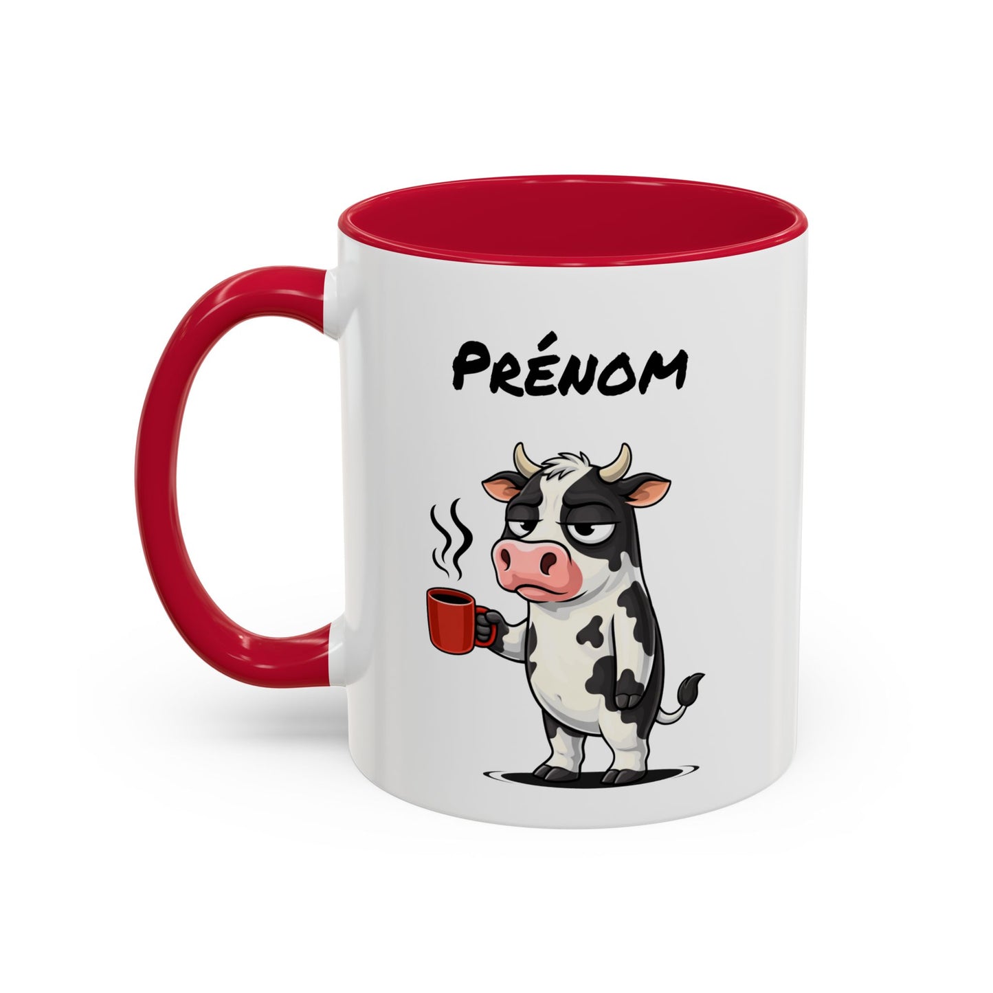Mug Vache Fatiguée Personnalisable 325ml – Tasse Café Humour Animal Drôle Bureau Réveil Difficile Cadeau